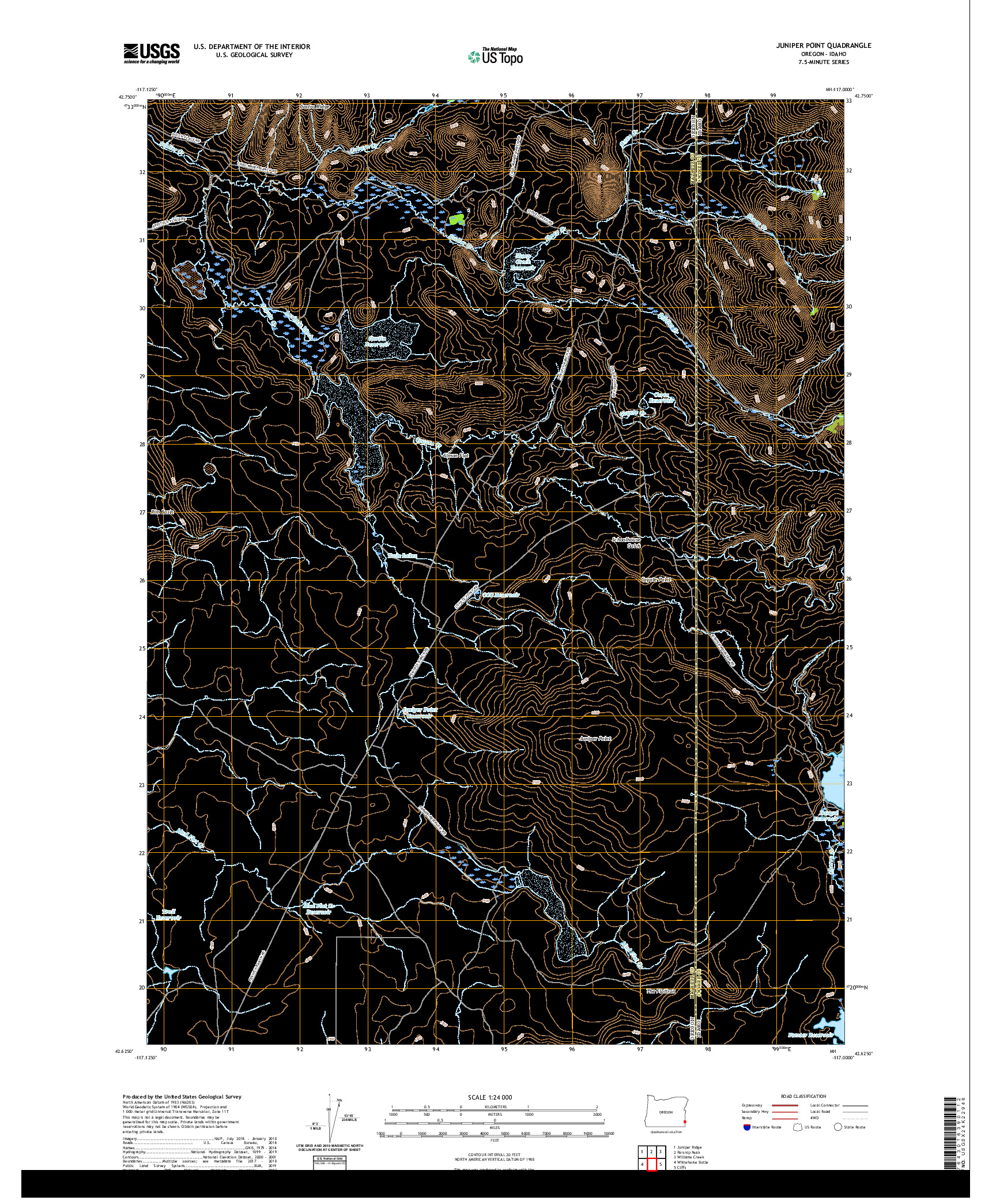 USGS US TOPO 7.5-MINUTE MAP FOR JUNIPER POINT, OR,ID 2020