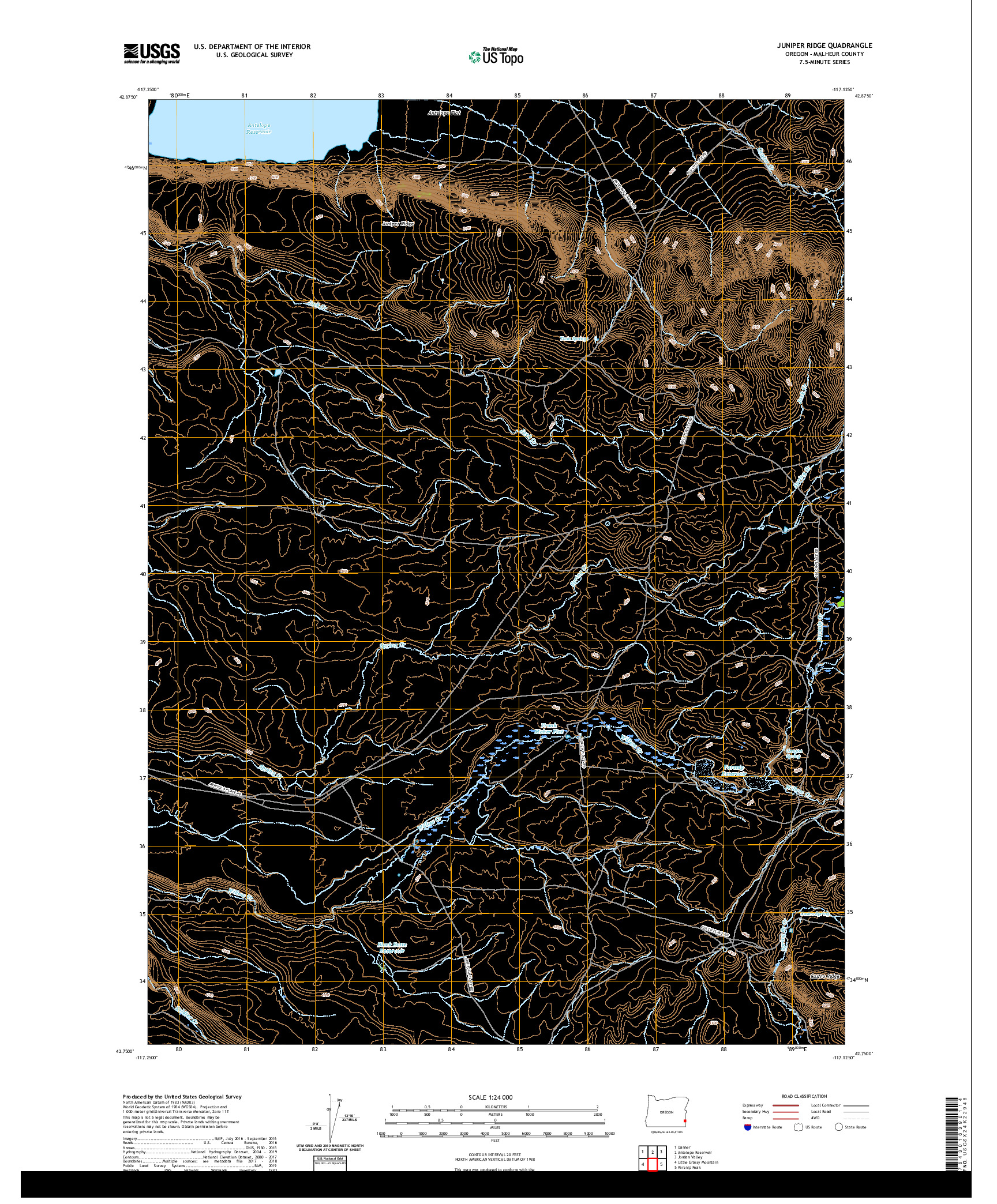 USGS US TOPO 7.5-MINUTE MAP FOR JUNIPER RIDGE, OR 2020