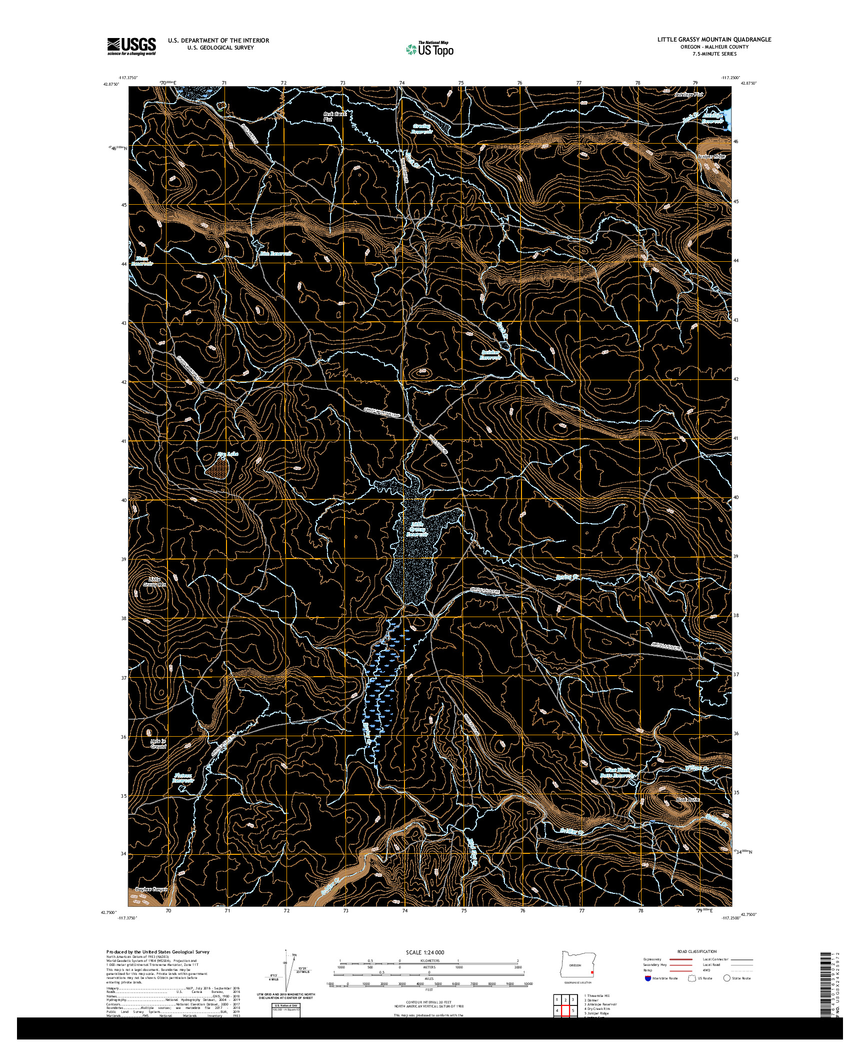 USGS US TOPO 7.5-MINUTE MAP FOR LITTLE GRASSY MOUNTAIN, OR 2020