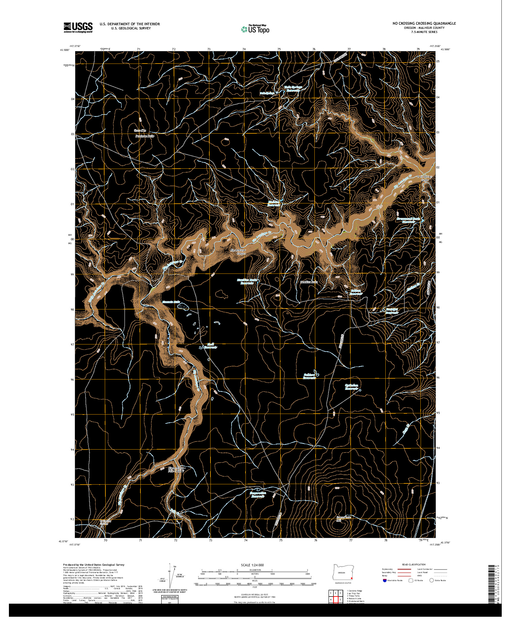 USGS US TOPO 7.5-MINUTE MAP FOR NO CROSSING CROSSING, OR 2020