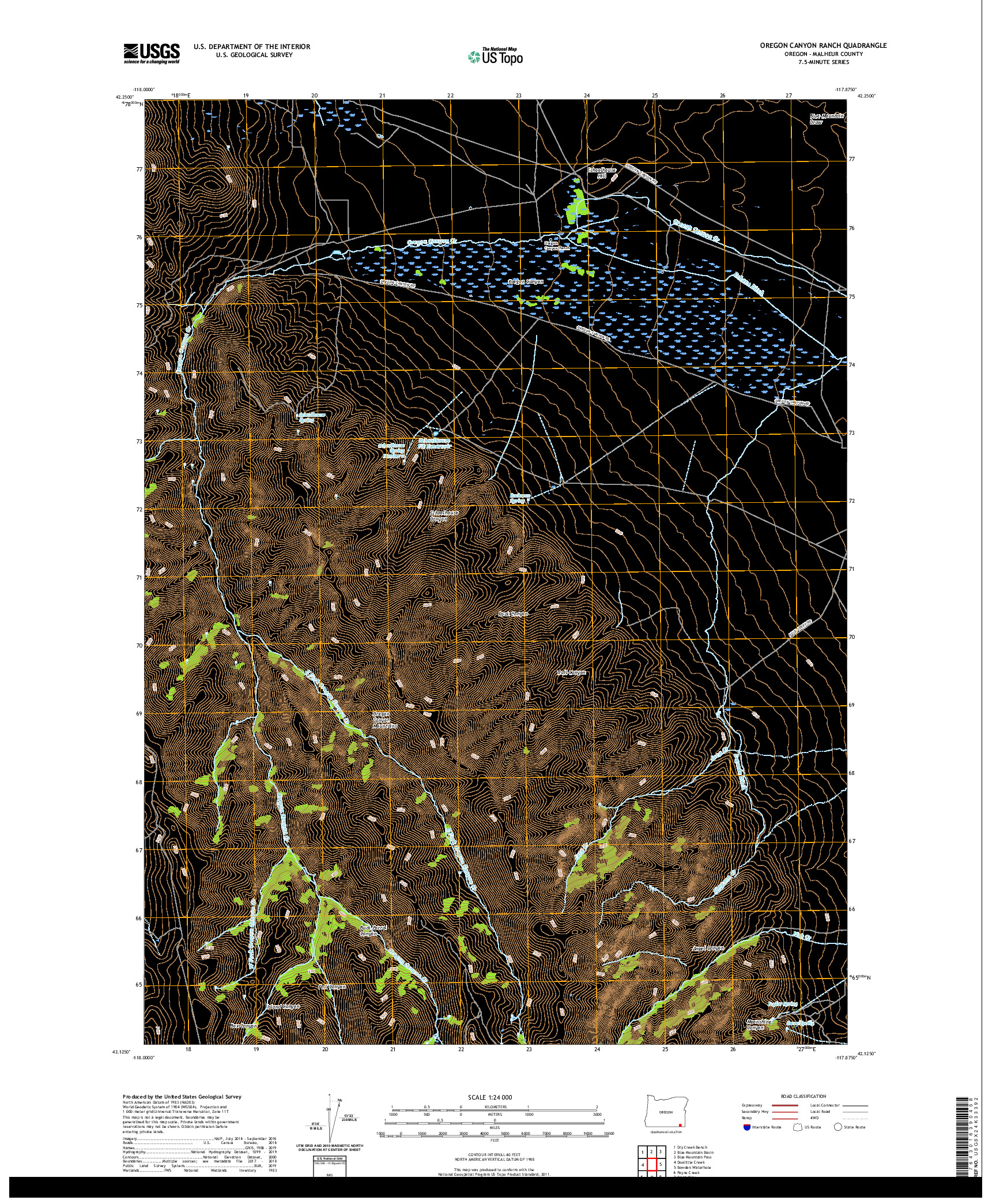 USGS US TOPO 7.5-MINUTE MAP FOR OREGON CANYON RANCH, OR 2020