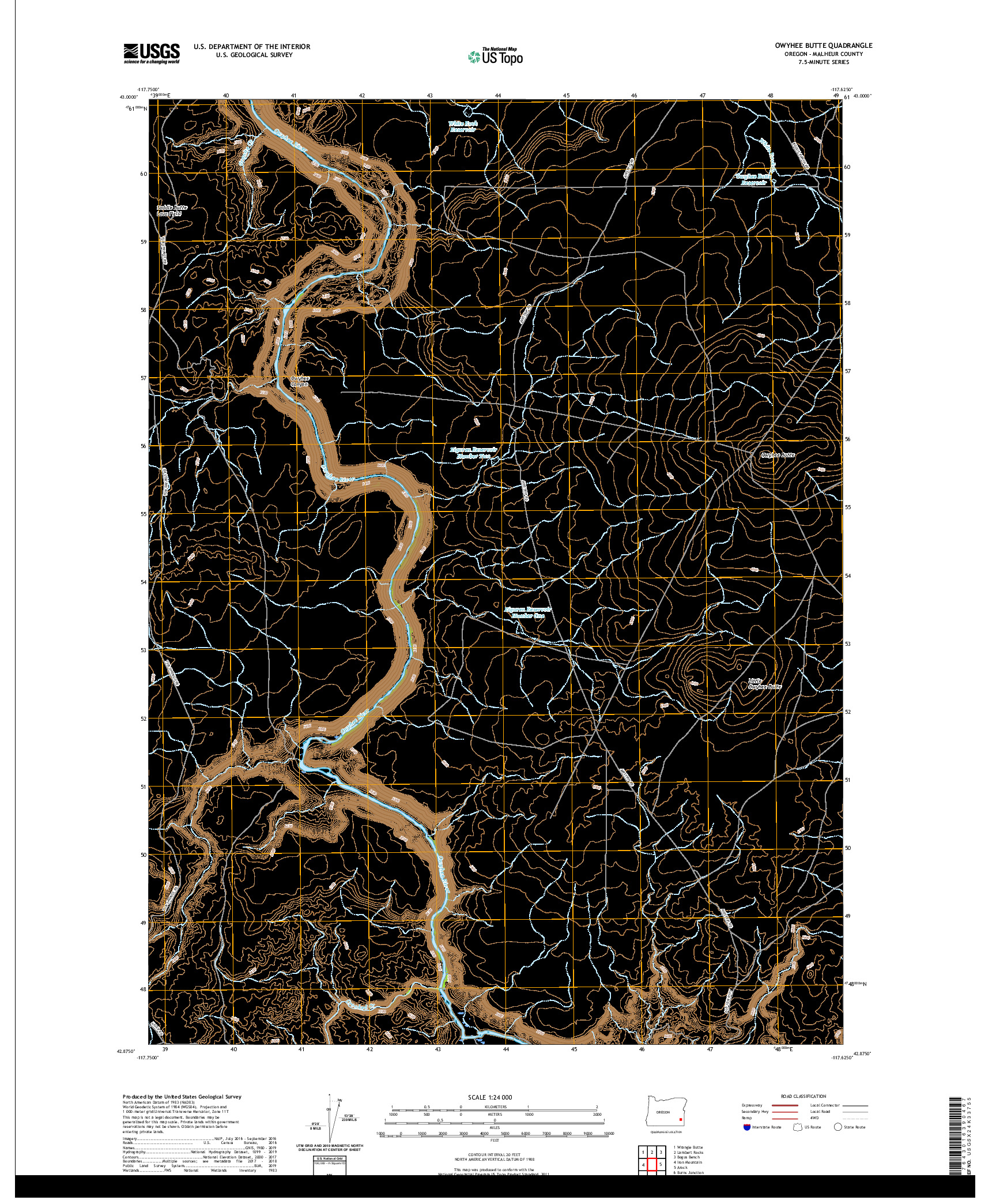 USGS US TOPO 7.5-MINUTE MAP FOR OWYHEE BUTTE, OR 2020