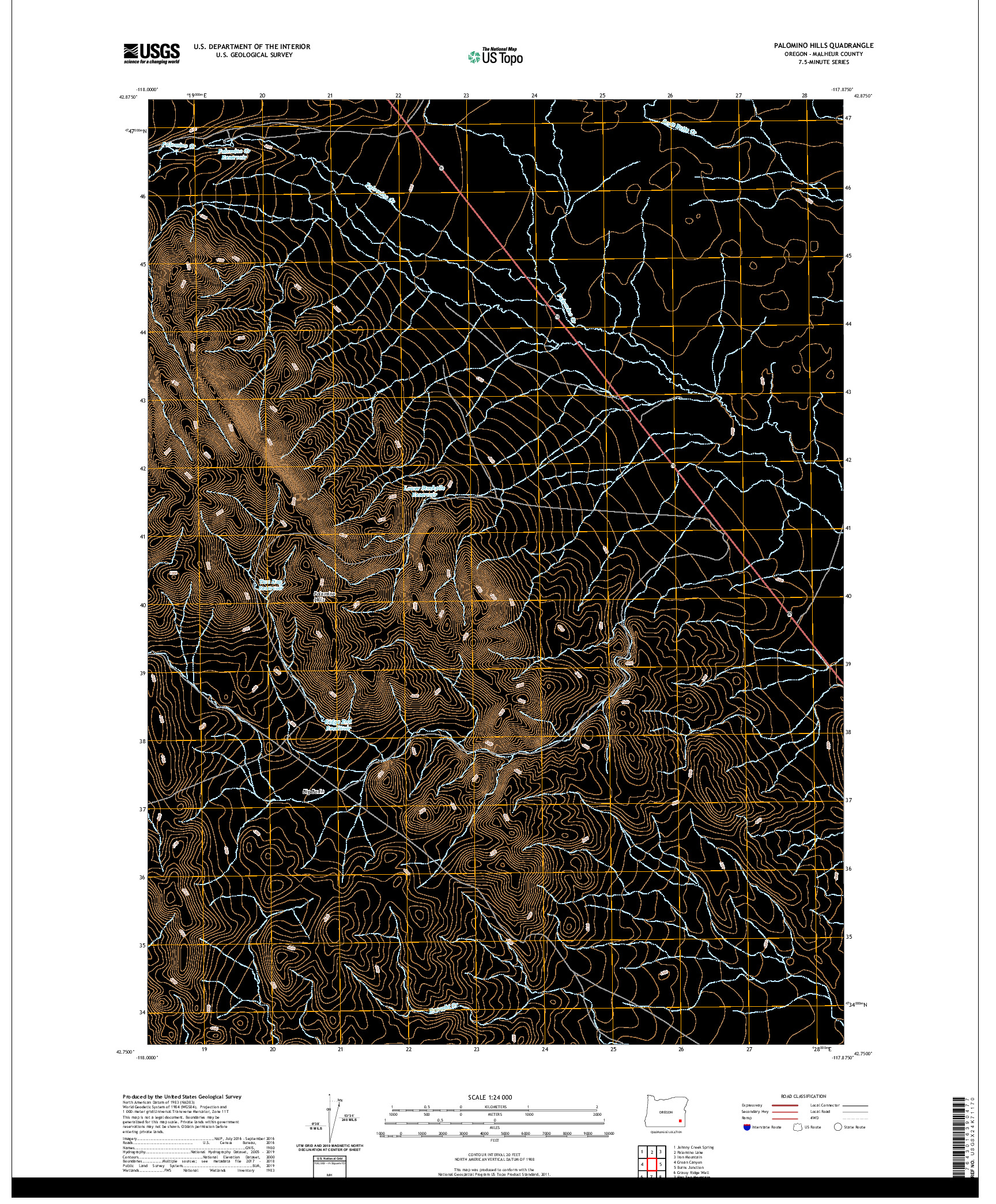 USGS US TOPO 7.5-MINUTE MAP FOR PALOMINO HILLS, OR 2020