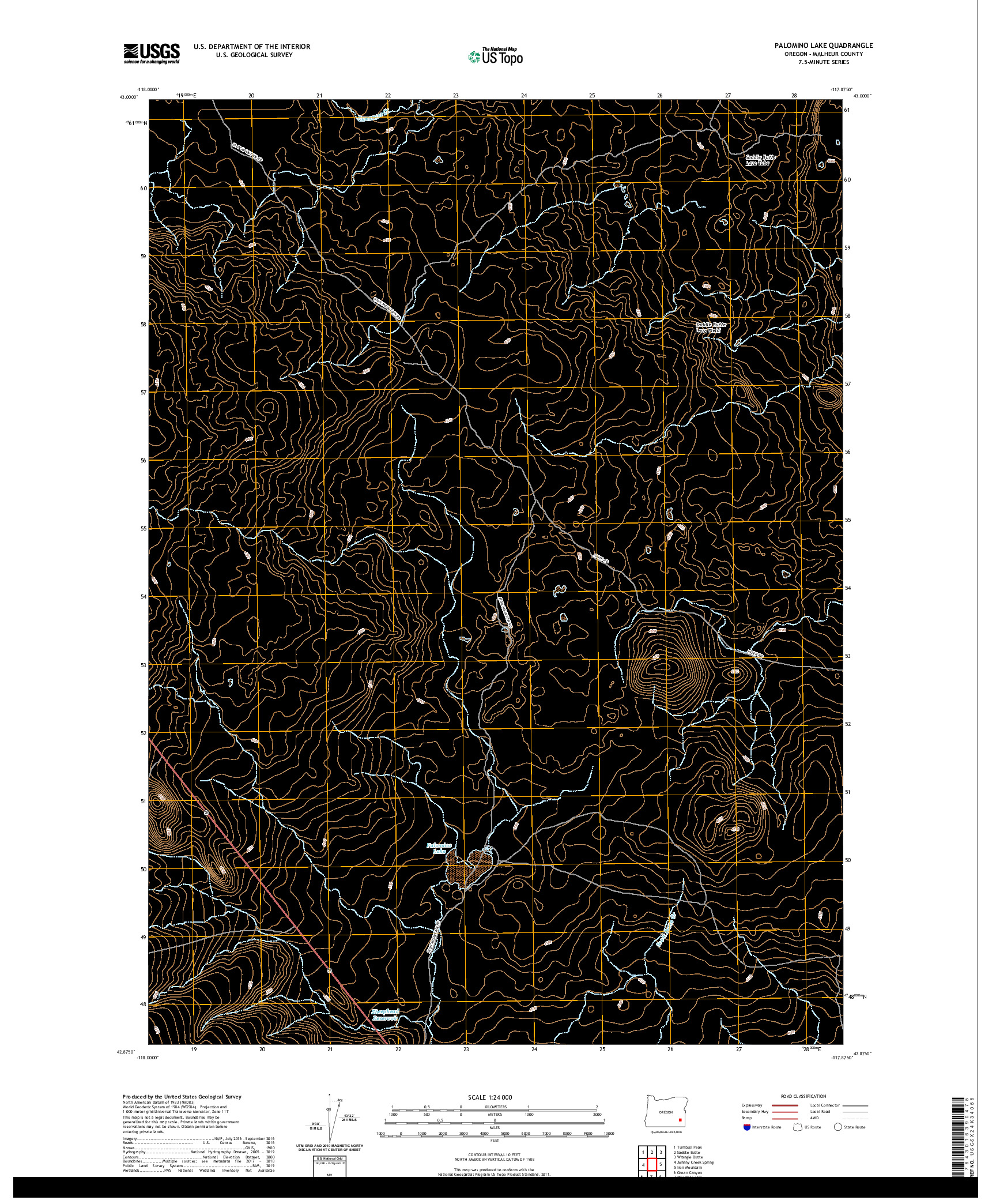 USGS US TOPO 7.5-MINUTE MAP FOR PALOMINO LAKE, OR 2020