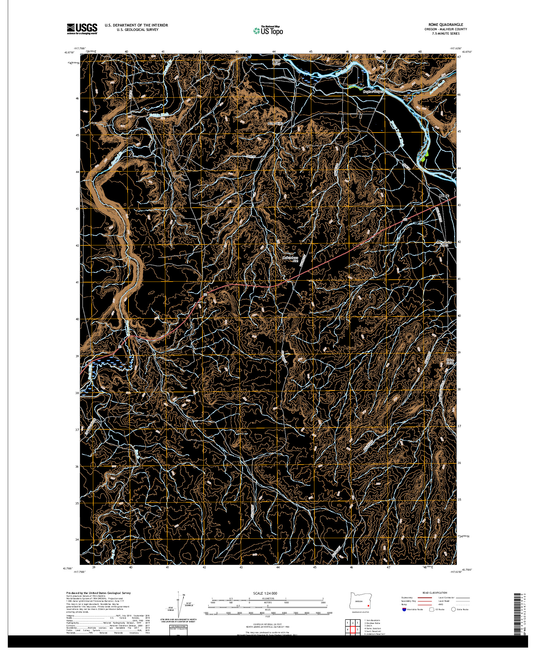 USGS US TOPO 7.5-MINUTE MAP FOR ROME, OR 2020