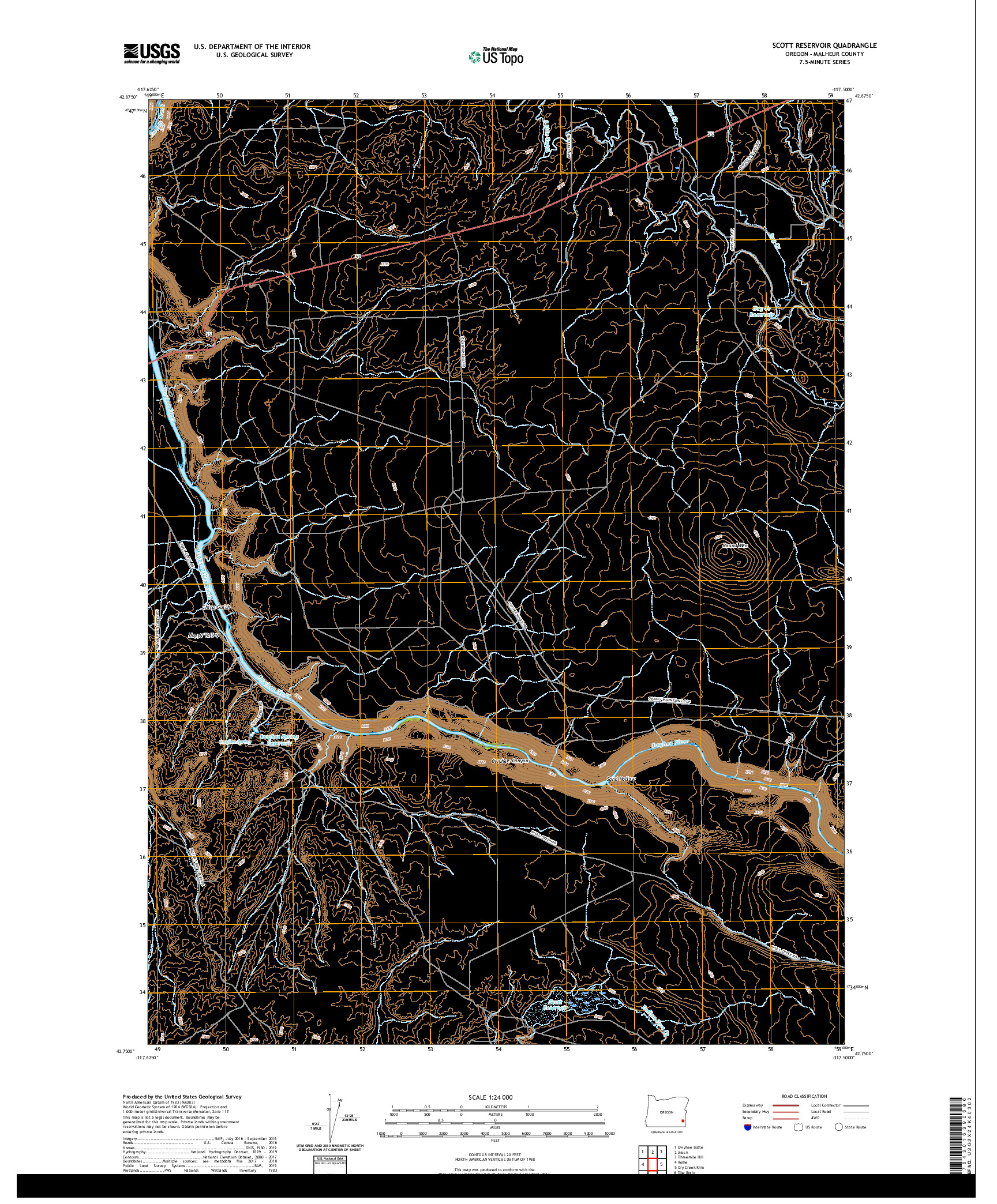USGS US TOPO 7.5-MINUTE MAP FOR SCOTT RESERVOIR, OR 2020