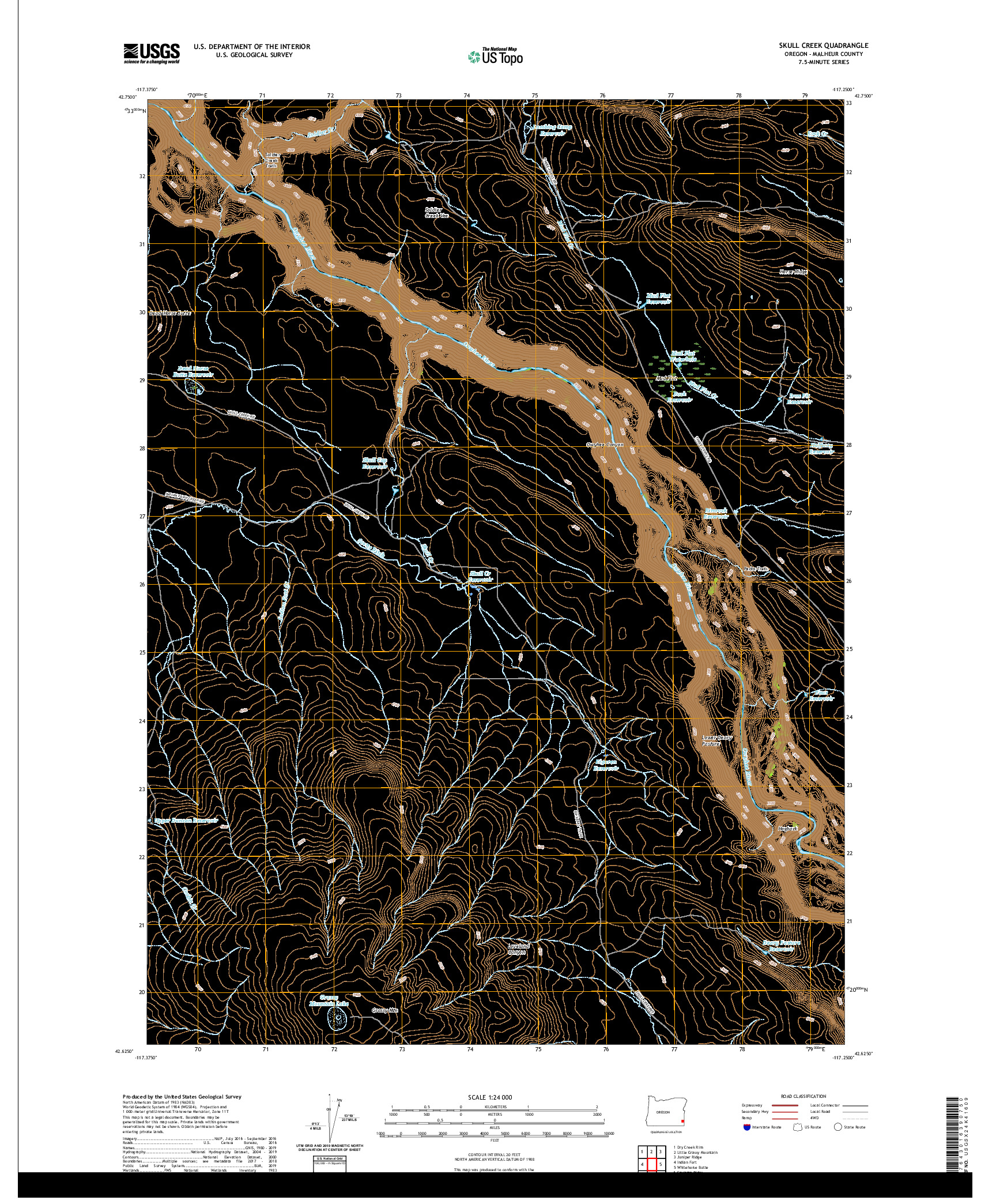 USGS US TOPO 7.5-MINUTE MAP FOR SKULL CREEK, OR 2020