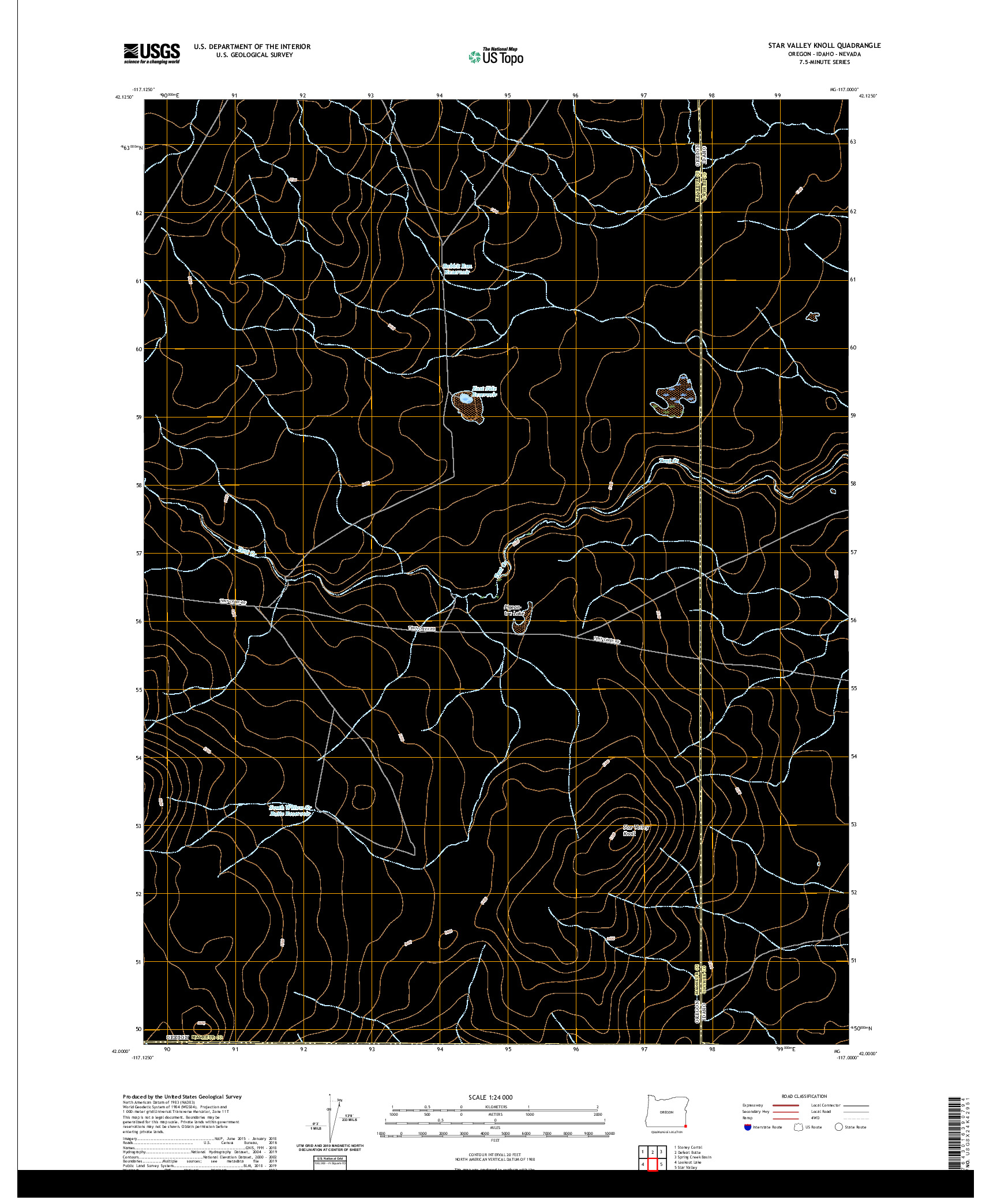 USGS US TOPO 7.5-MINUTE MAP FOR STAR VALLEY KNOLL, OR,ID,NV 2020