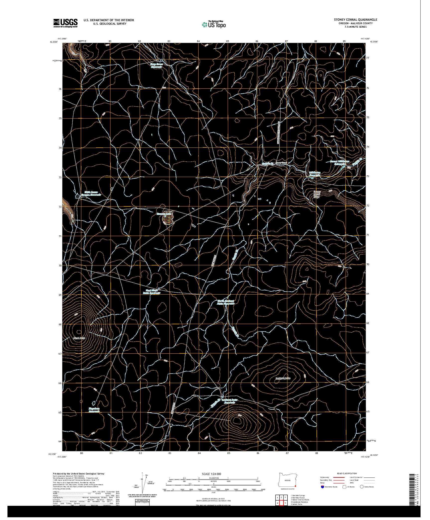 USGS US TOPO 7.5-MINUTE MAP FOR STONEY CORRAL, OR 2020