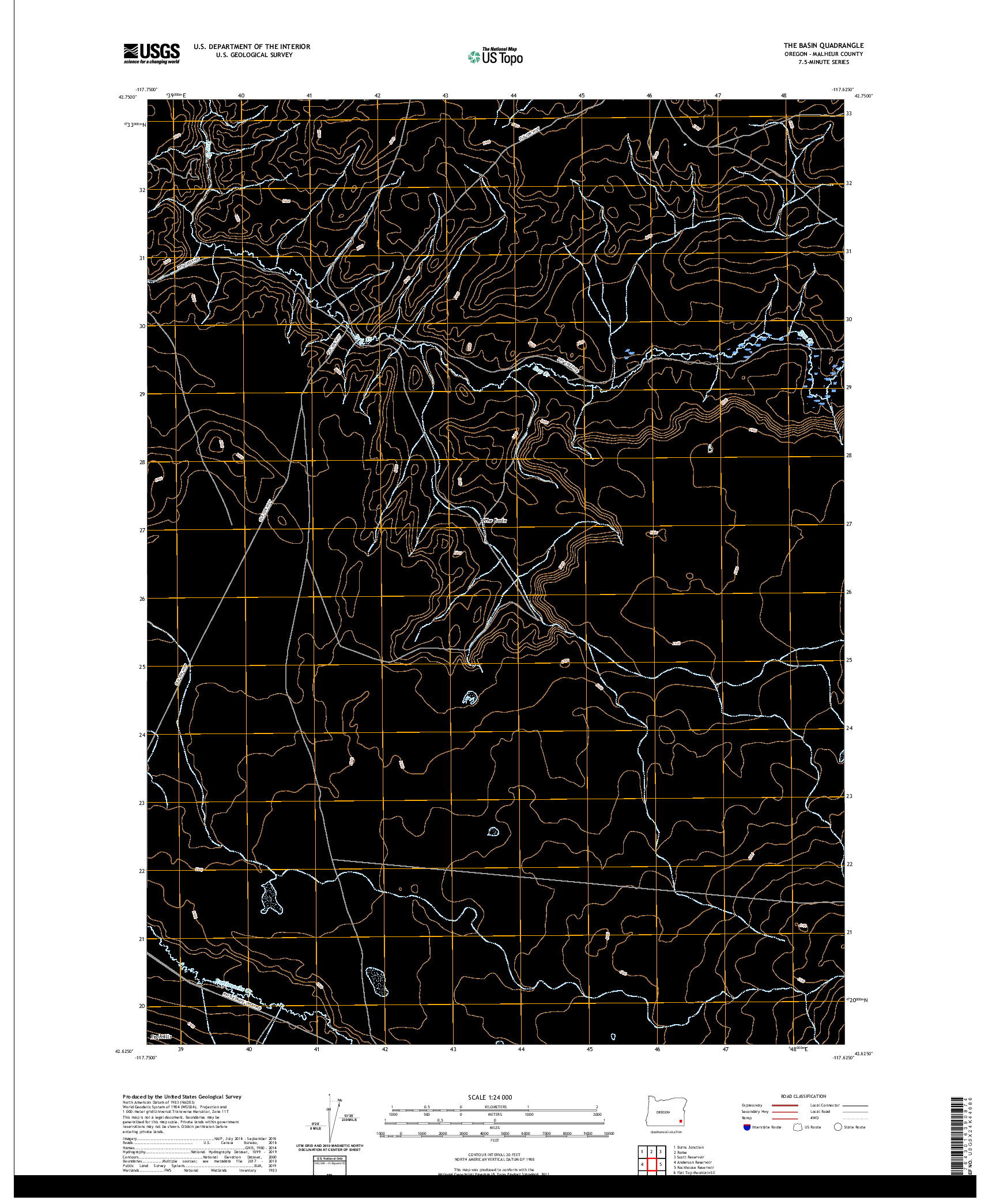 USGS US TOPO 7.5-MINUTE MAP FOR THE BASIN, OR 2020