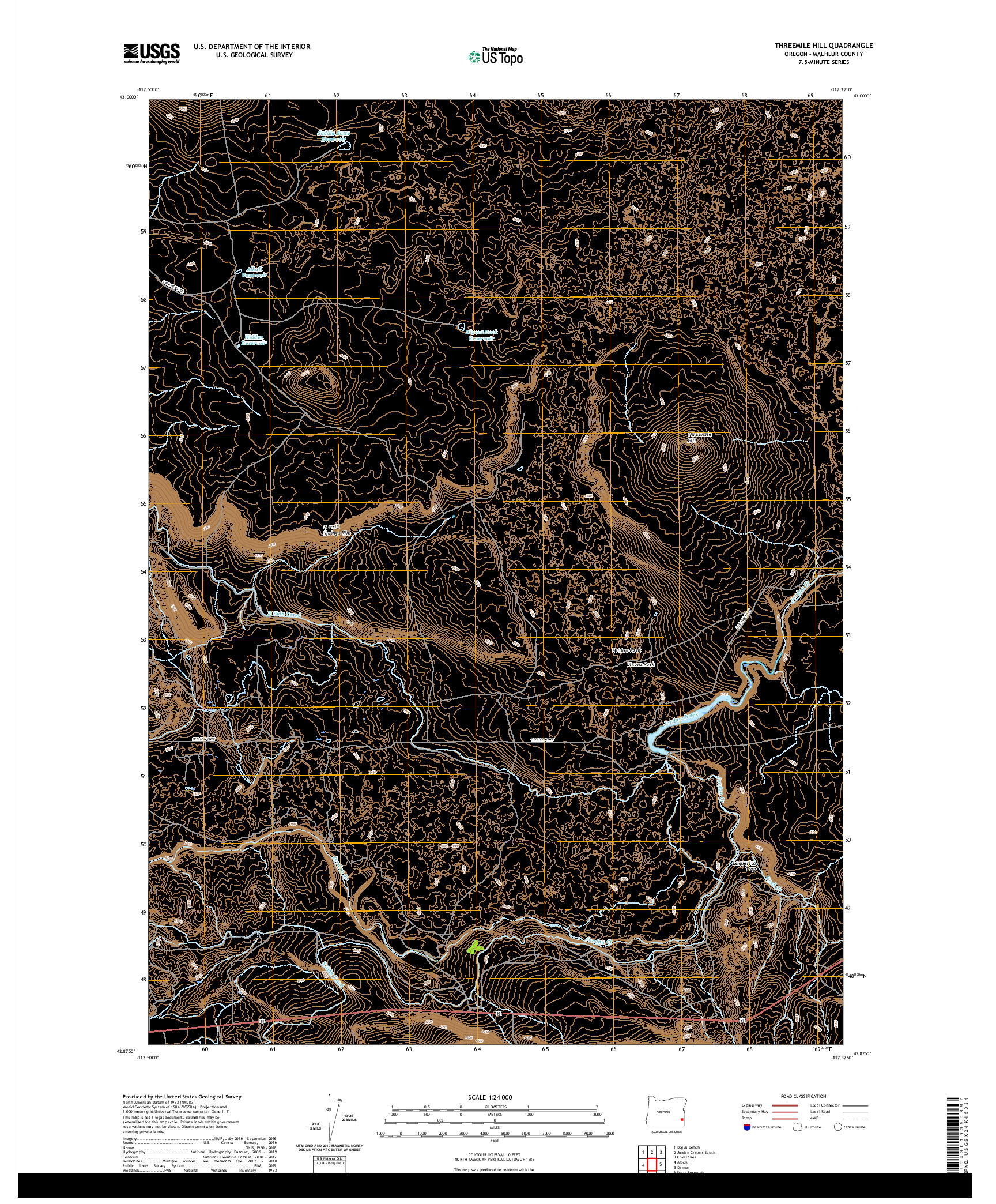 USGS US TOPO 7.5-MINUTE MAP FOR THREEMILE HILL, OR 2020