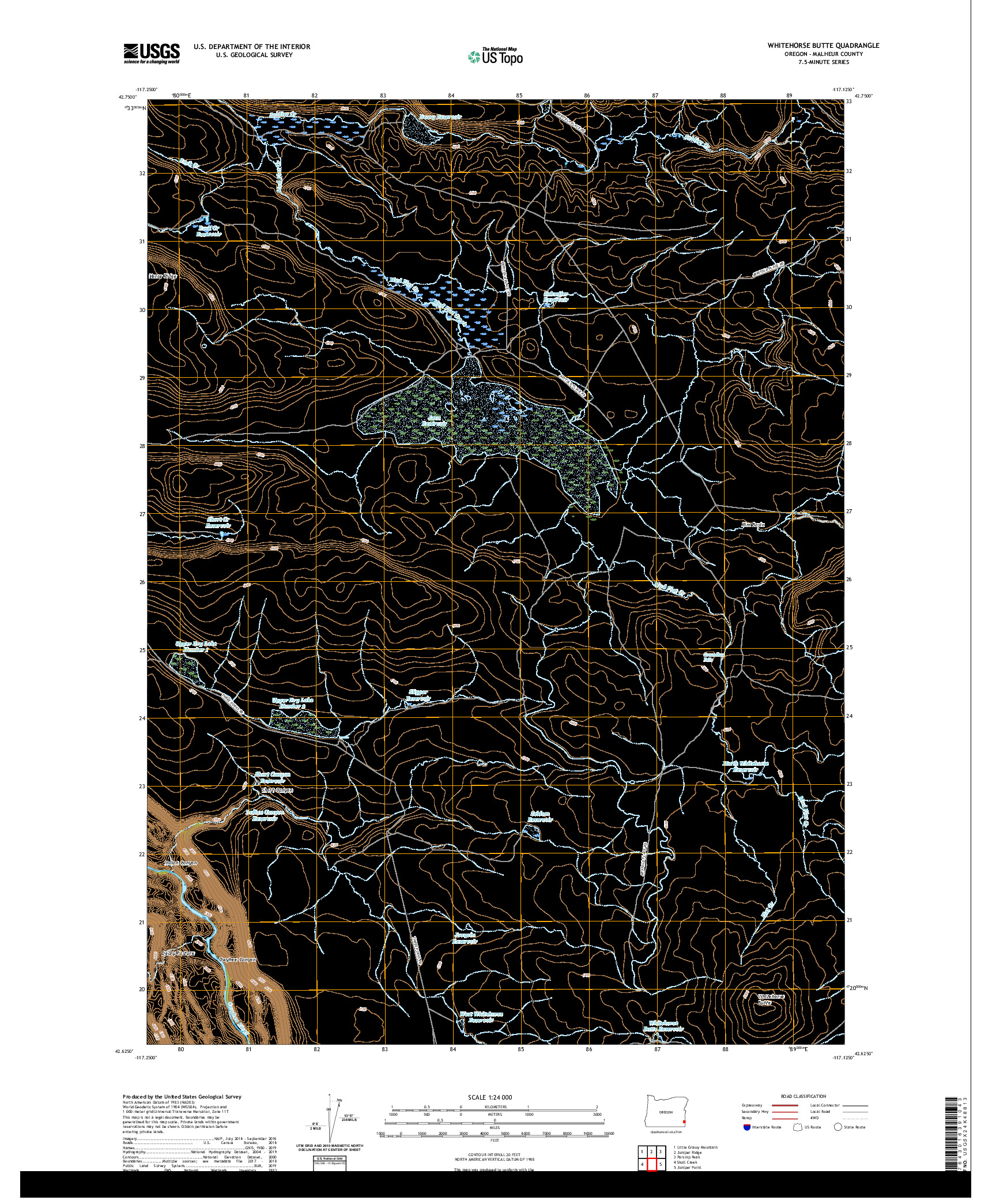 USGS US TOPO 7.5-MINUTE MAP FOR WHITEHORSE BUTTE, OR 2020