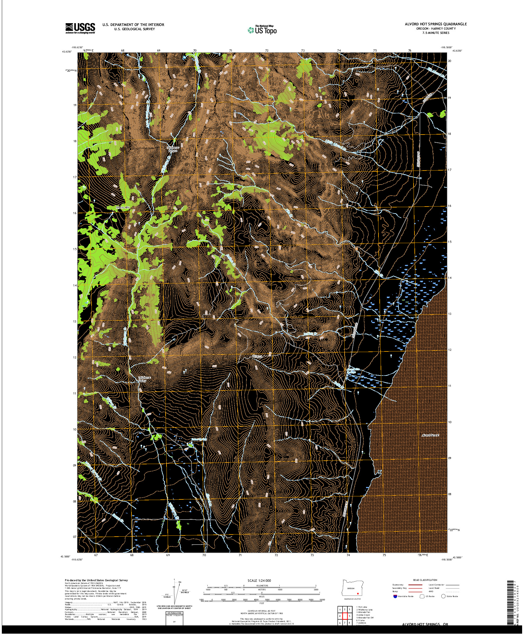 USGS US TOPO 7.5-MINUTE MAP FOR ALVORD HOT SPRINGS, OR 2020