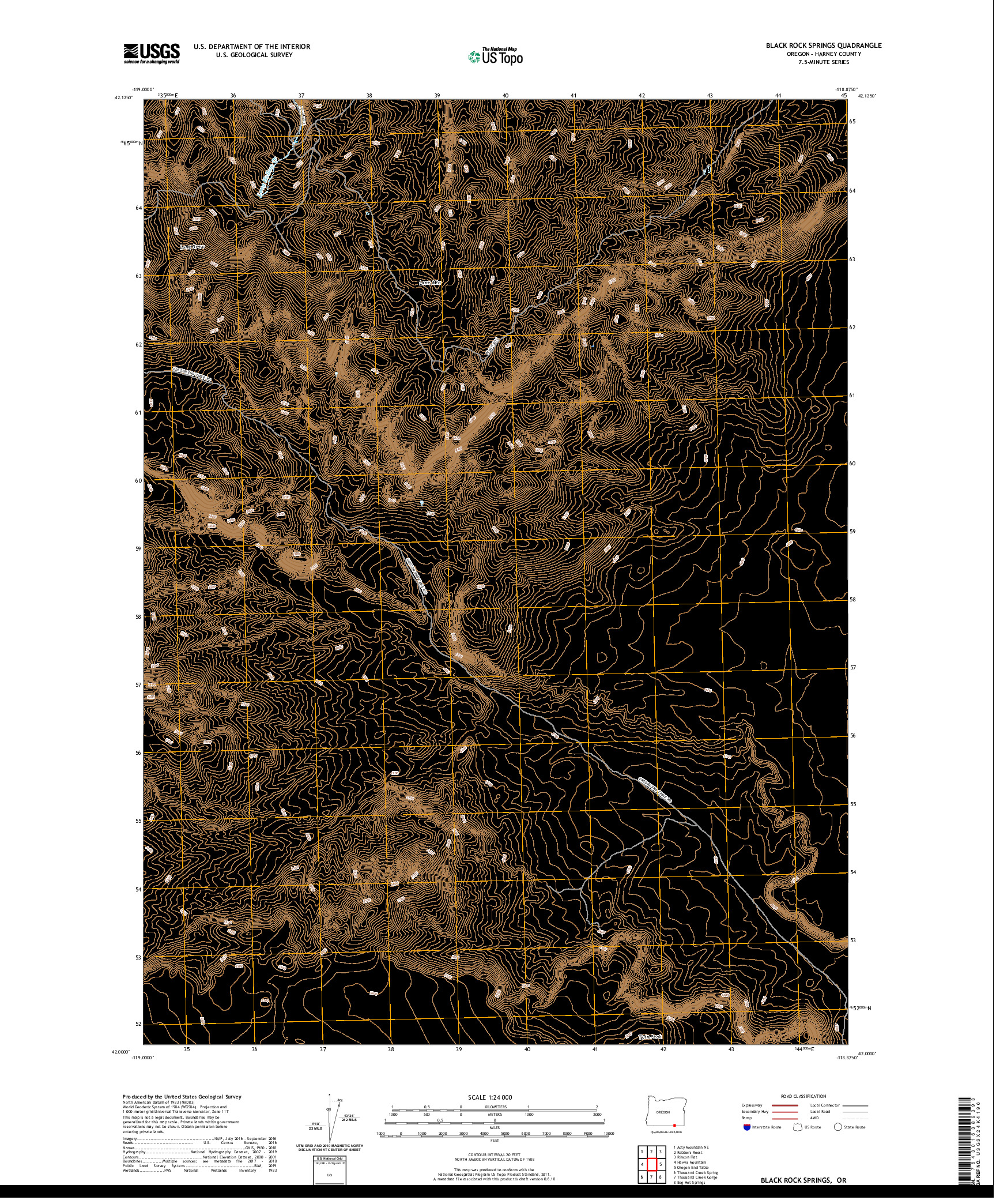 USGS US TOPO 7.5-MINUTE MAP FOR BLACK ROCK SPRINGS, OR 2020