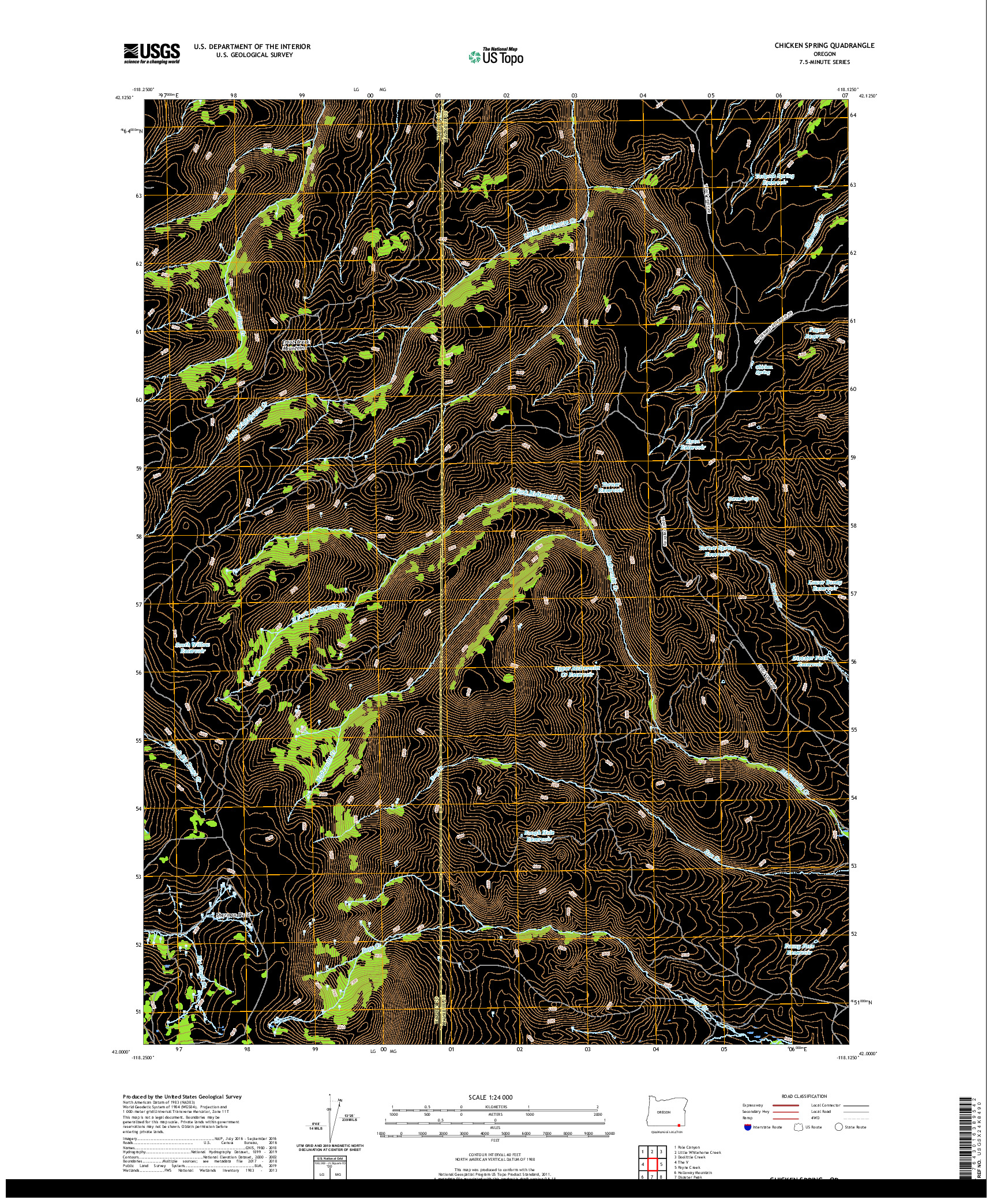 USGS US TOPO 7.5-MINUTE MAP FOR CHICKEN SPRING, OR 2020
