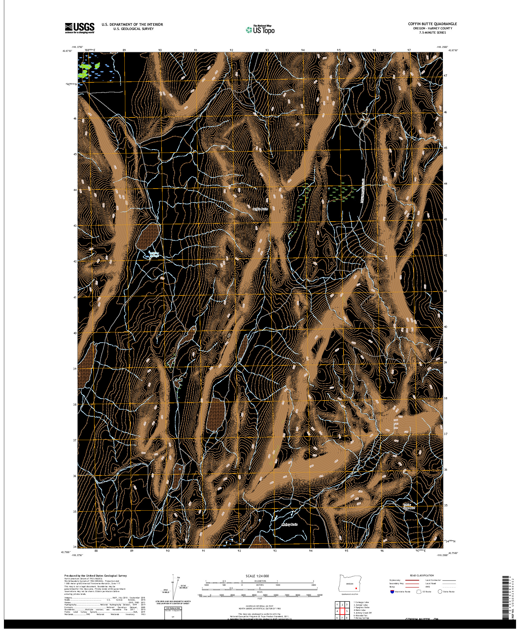 USGS US TOPO 7.5-MINUTE MAP FOR COFFIN BUTTE, OR 2020