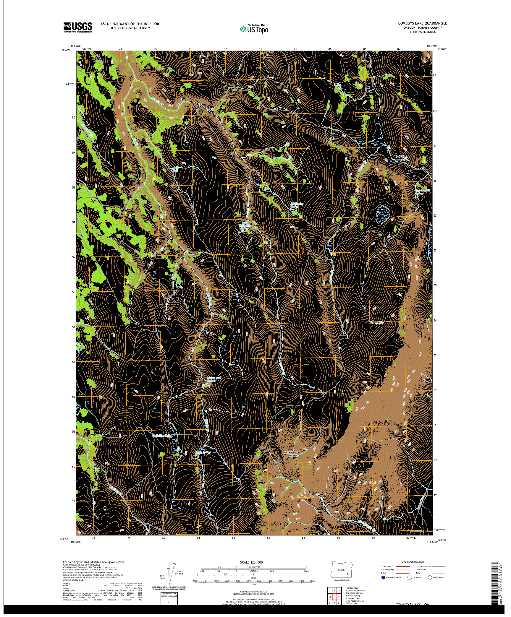 USGS US TOPO 7.5-MINUTE MAP FOR COMEGYS LAKE, OR 2020