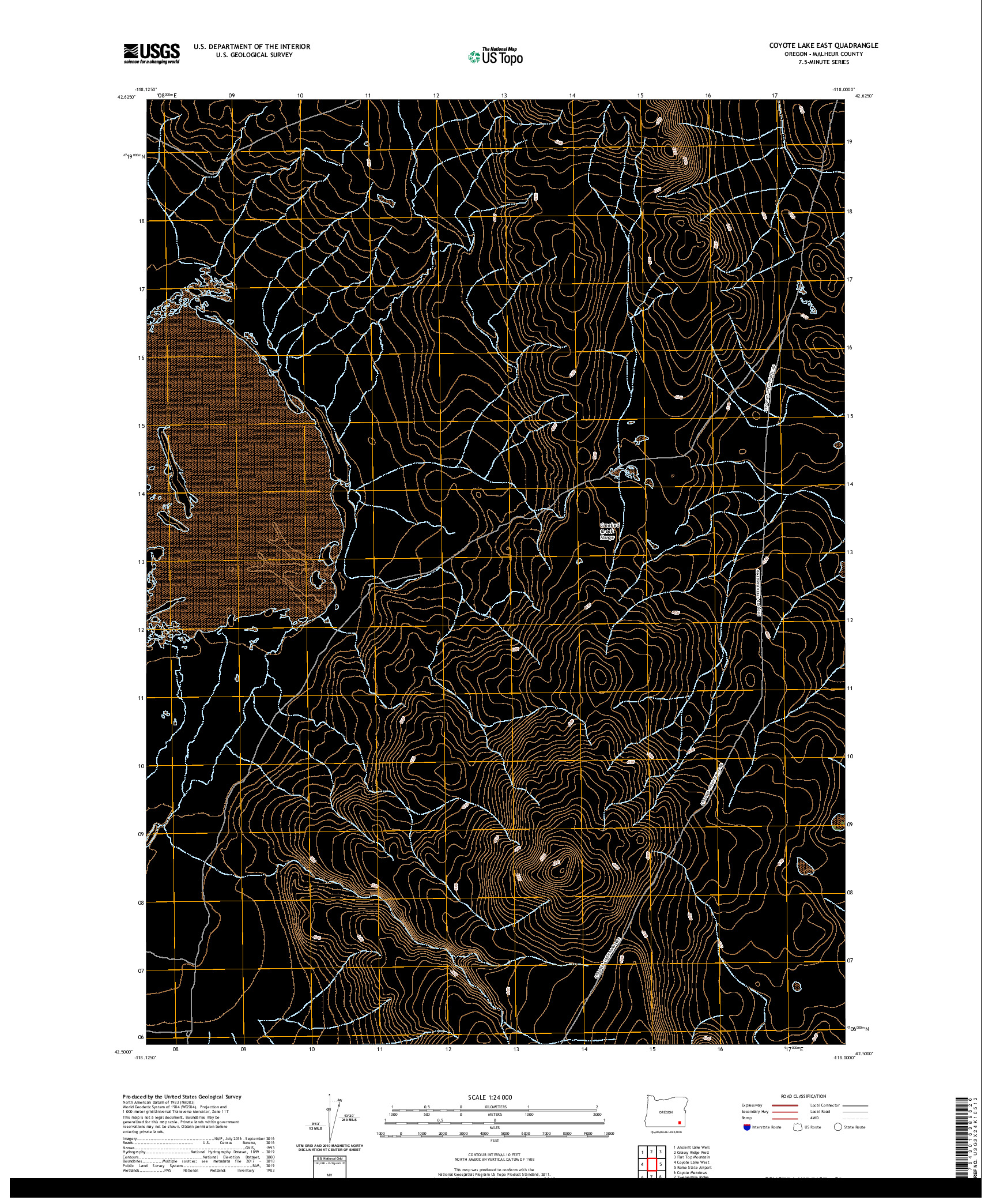 USGS US TOPO 7.5-MINUTE MAP FOR COYOTE LAKE EAST, OR 2020