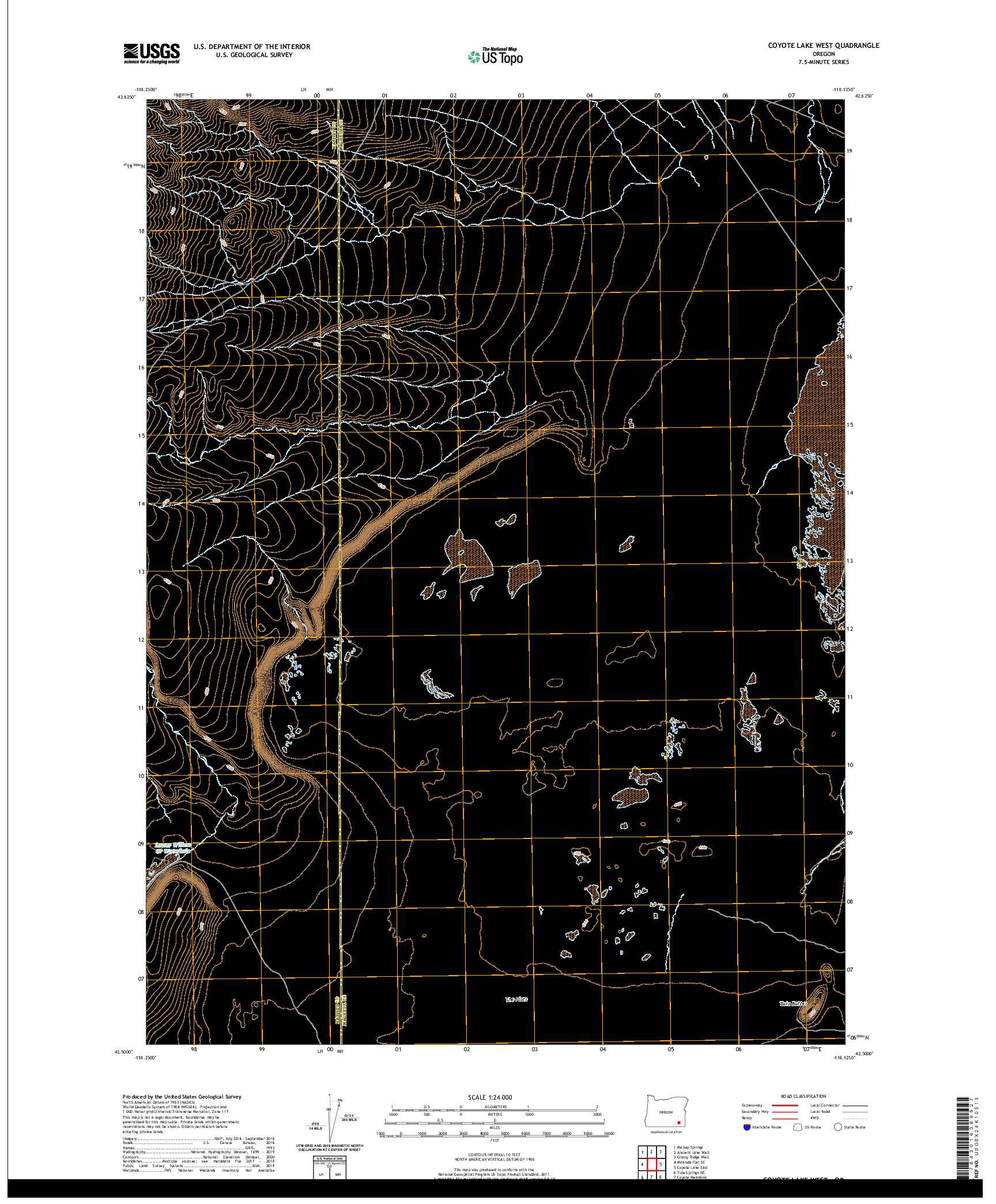 USGS US TOPO 7.5-MINUTE MAP FOR COYOTE LAKE WEST, OR 2020
