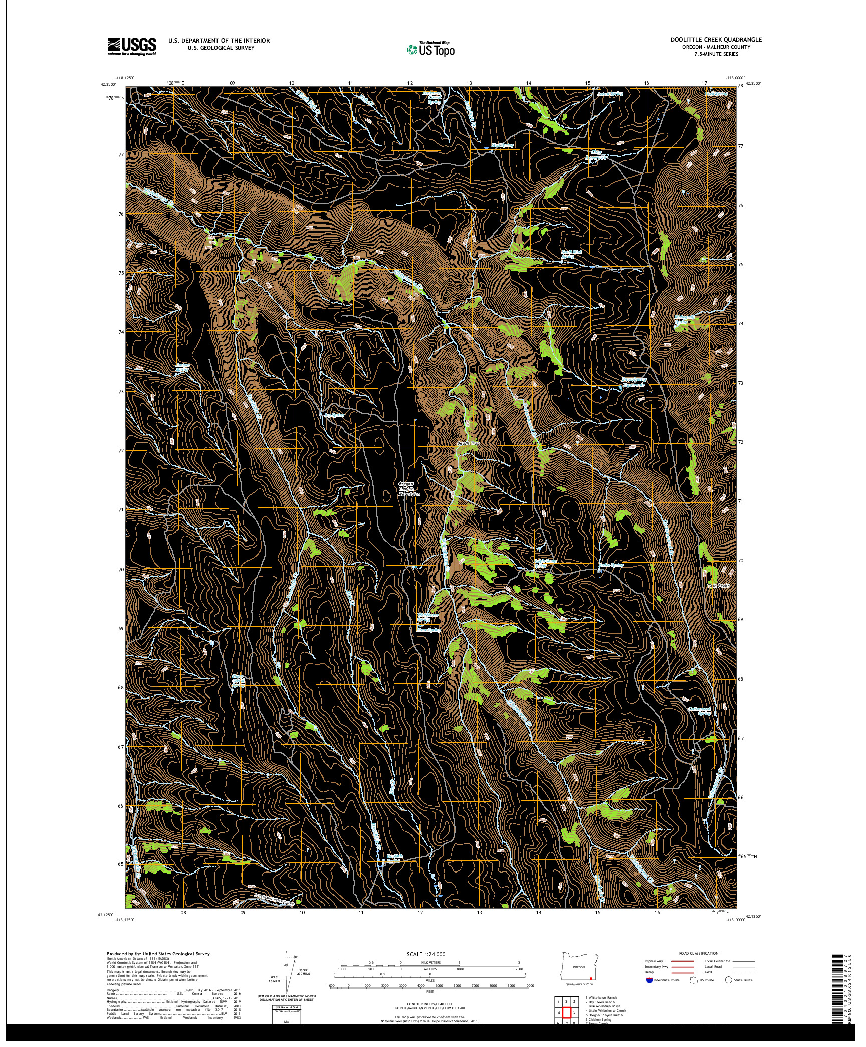USGS US TOPO 7.5-MINUTE MAP FOR DOOLITTLE CREEK, OR 2020