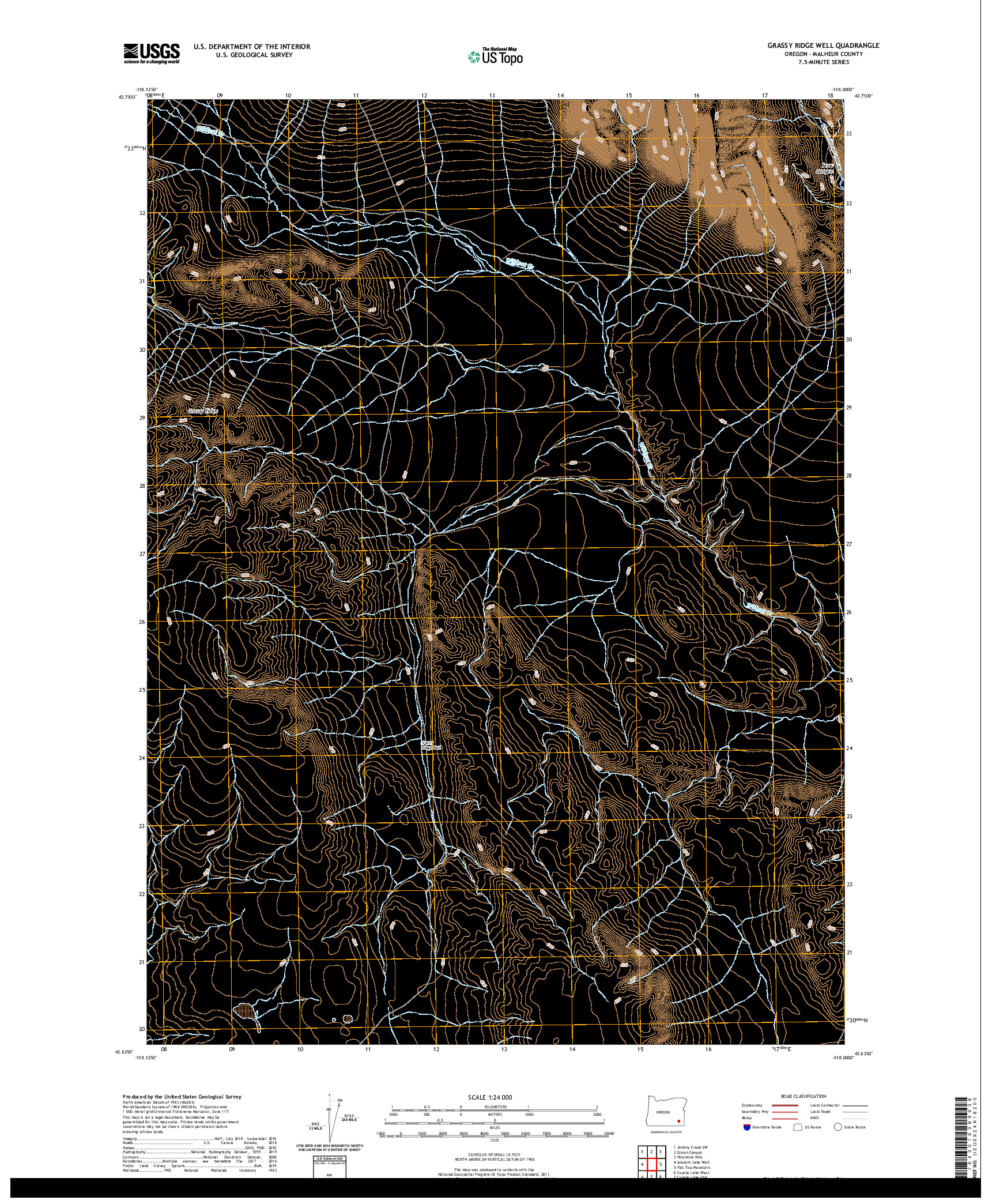 USGS US TOPO 7.5-MINUTE MAP FOR GRASSY RIDGE WELL, OR 2020