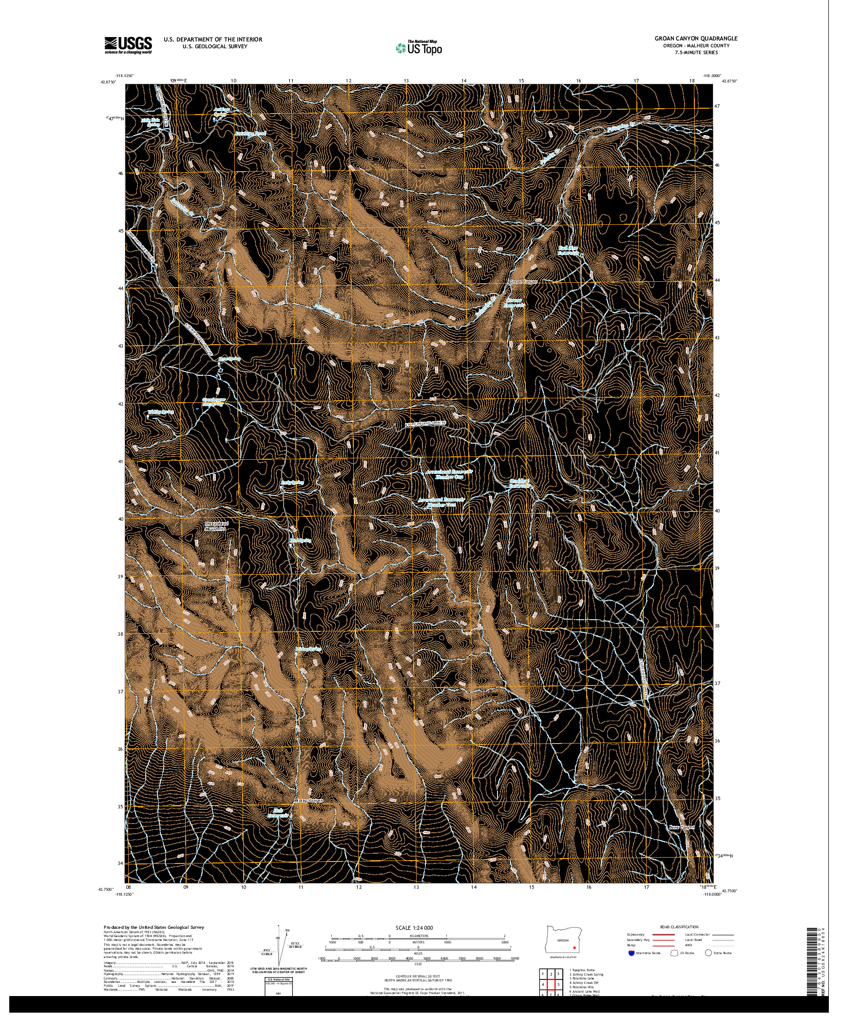 USGS US TOPO 7.5-MINUTE MAP FOR GROAN CANYON, OR 2020