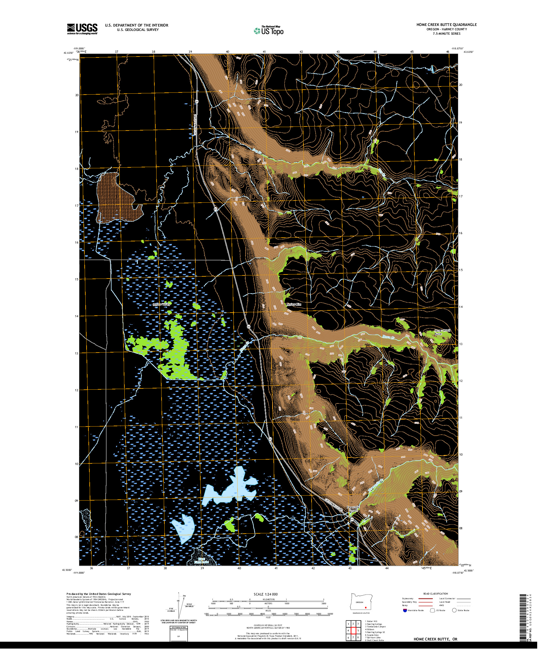 USGS US TOPO 7.5-MINUTE MAP FOR HOME CREEK BUTTE, OR 2020