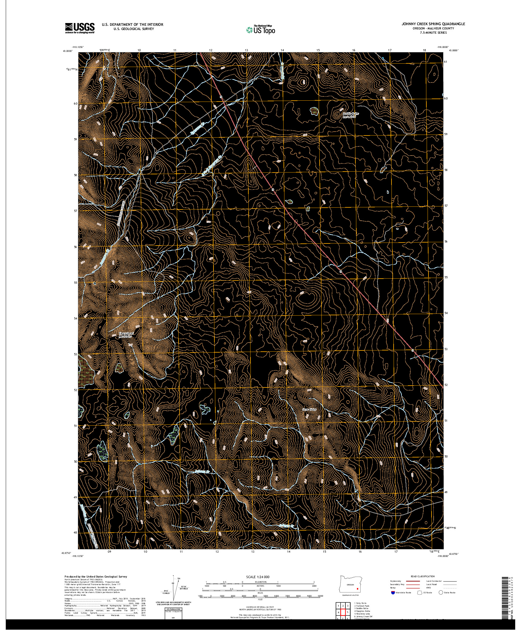 USGS US TOPO 7.5-MINUTE MAP FOR JOHNNY CREEK SPRING, OR 2020