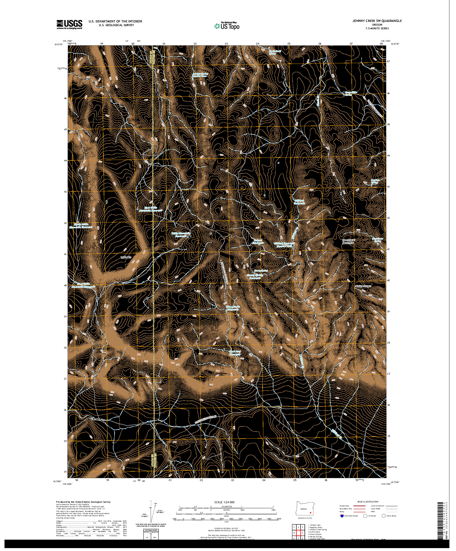 USGS US TOPO 7.5-MINUTE MAP FOR JOHNNY CREEK SW, OR 2020