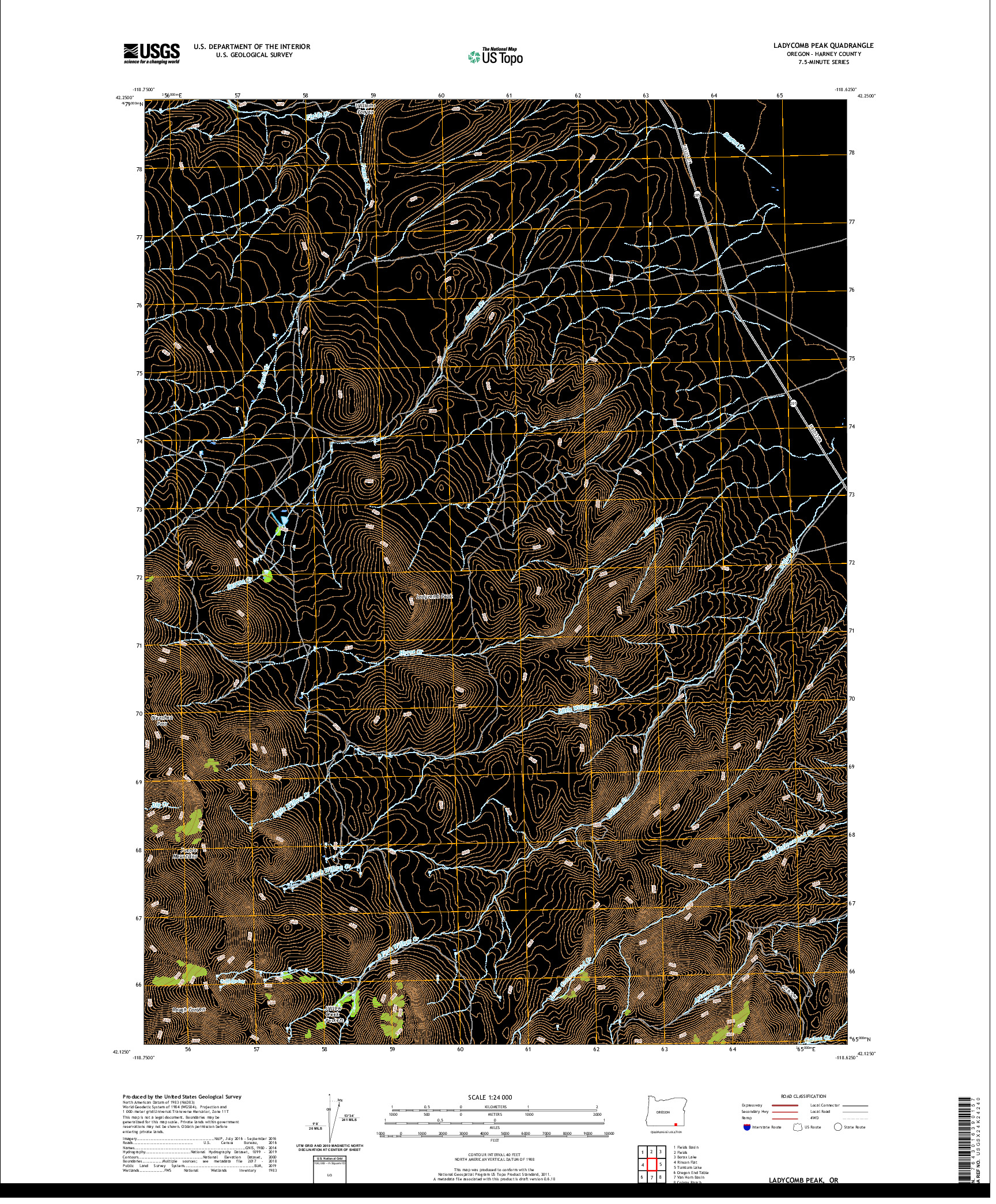 USGS US TOPO 7.5-MINUTE MAP FOR LADYCOMB PEAK, OR 2020