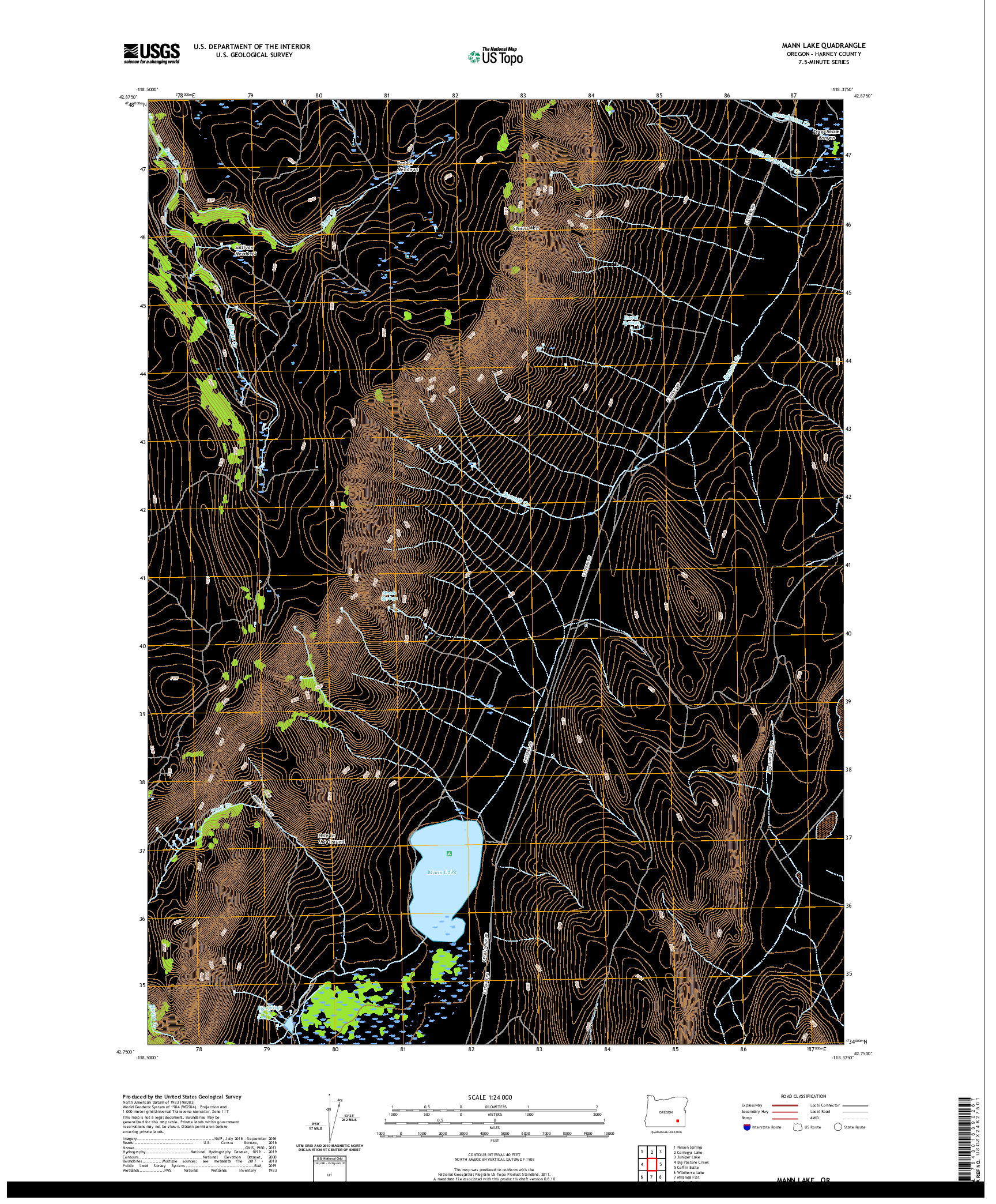 USGS US TOPO 7.5-MINUTE MAP FOR MANN LAKE, OR 2020