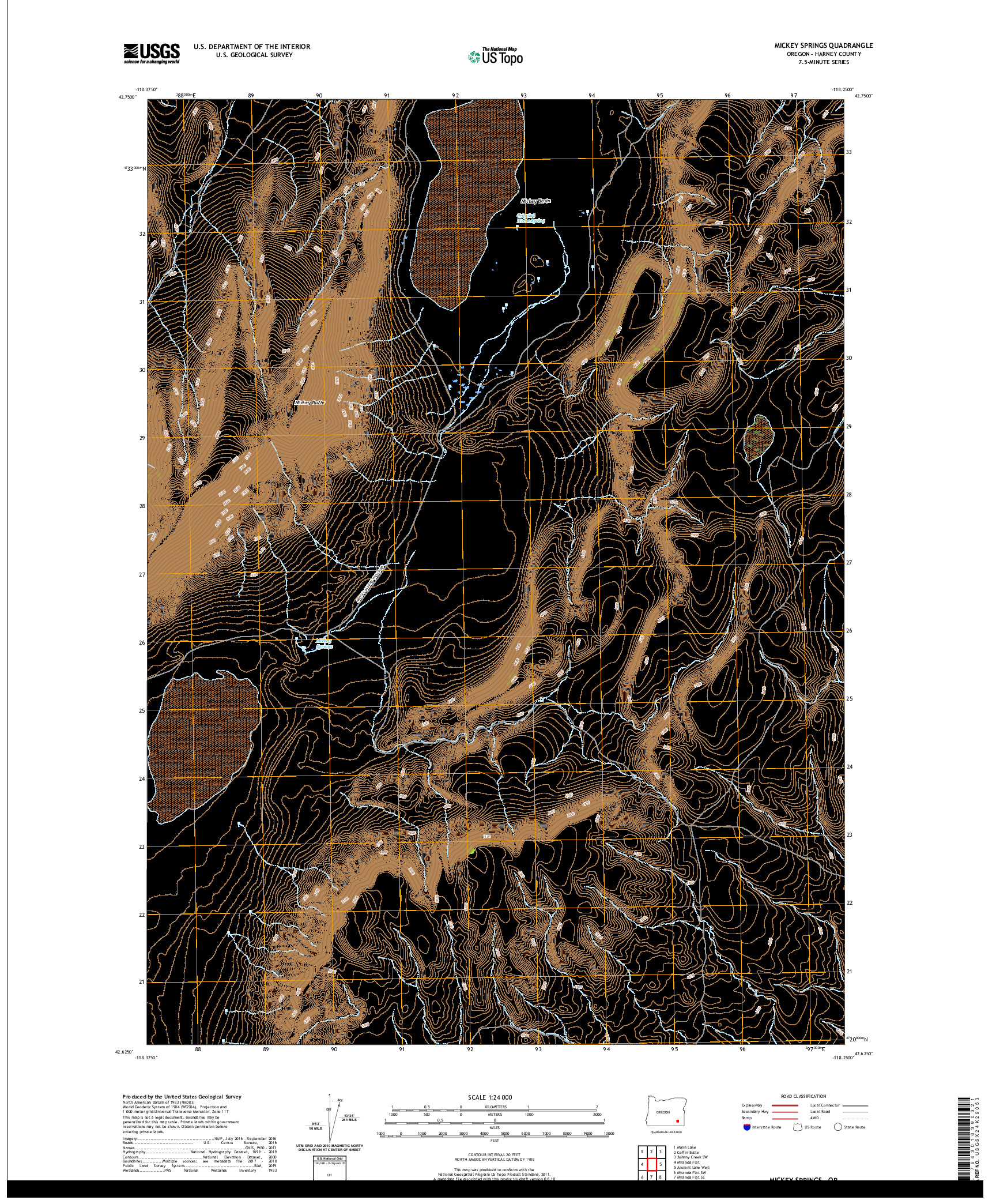 USGS US TOPO 7.5-MINUTE MAP FOR MICKEY SPRINGS, OR 2020