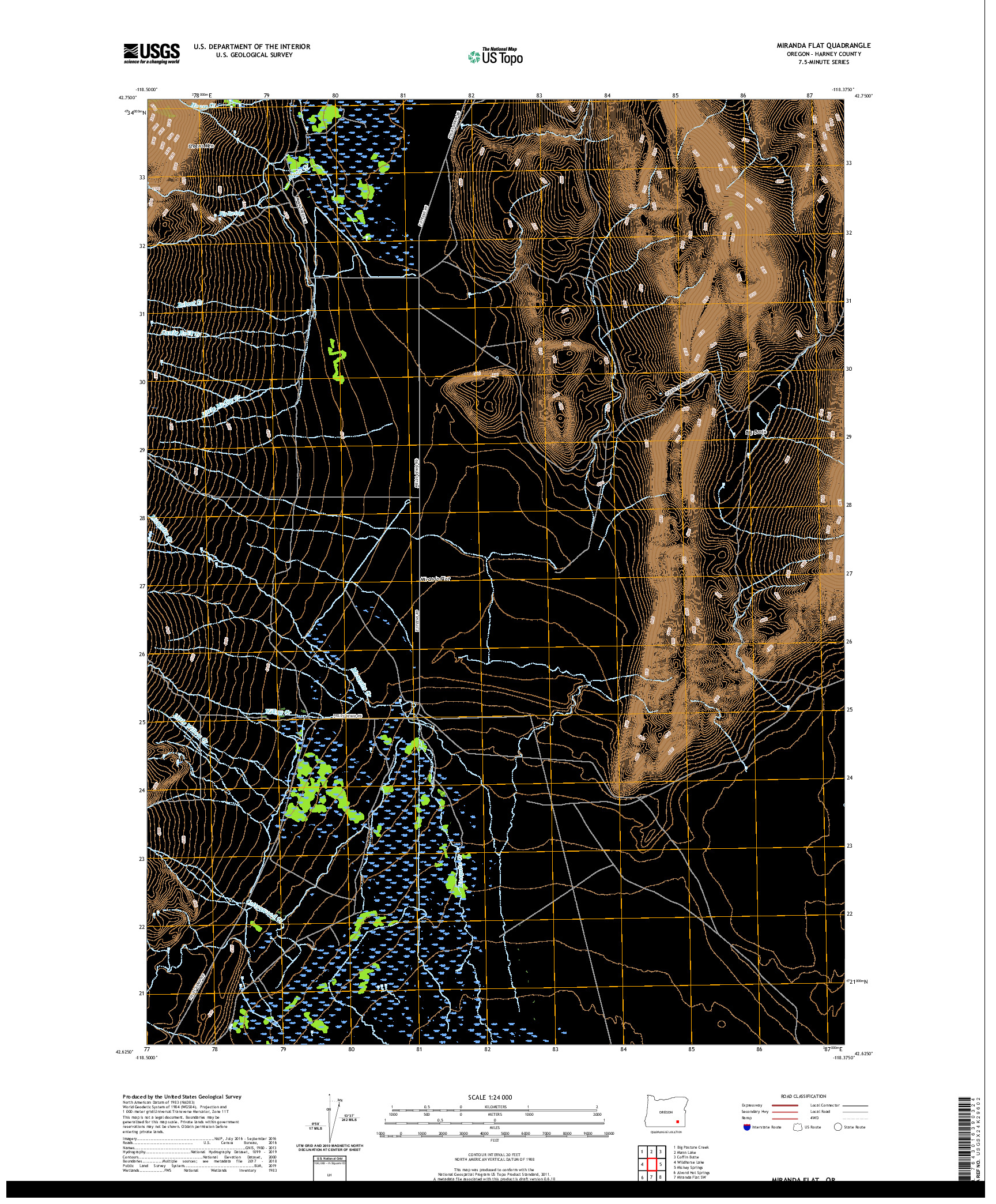 USGS US TOPO 7.5-MINUTE MAP FOR MIRANDA FLAT, OR 2020