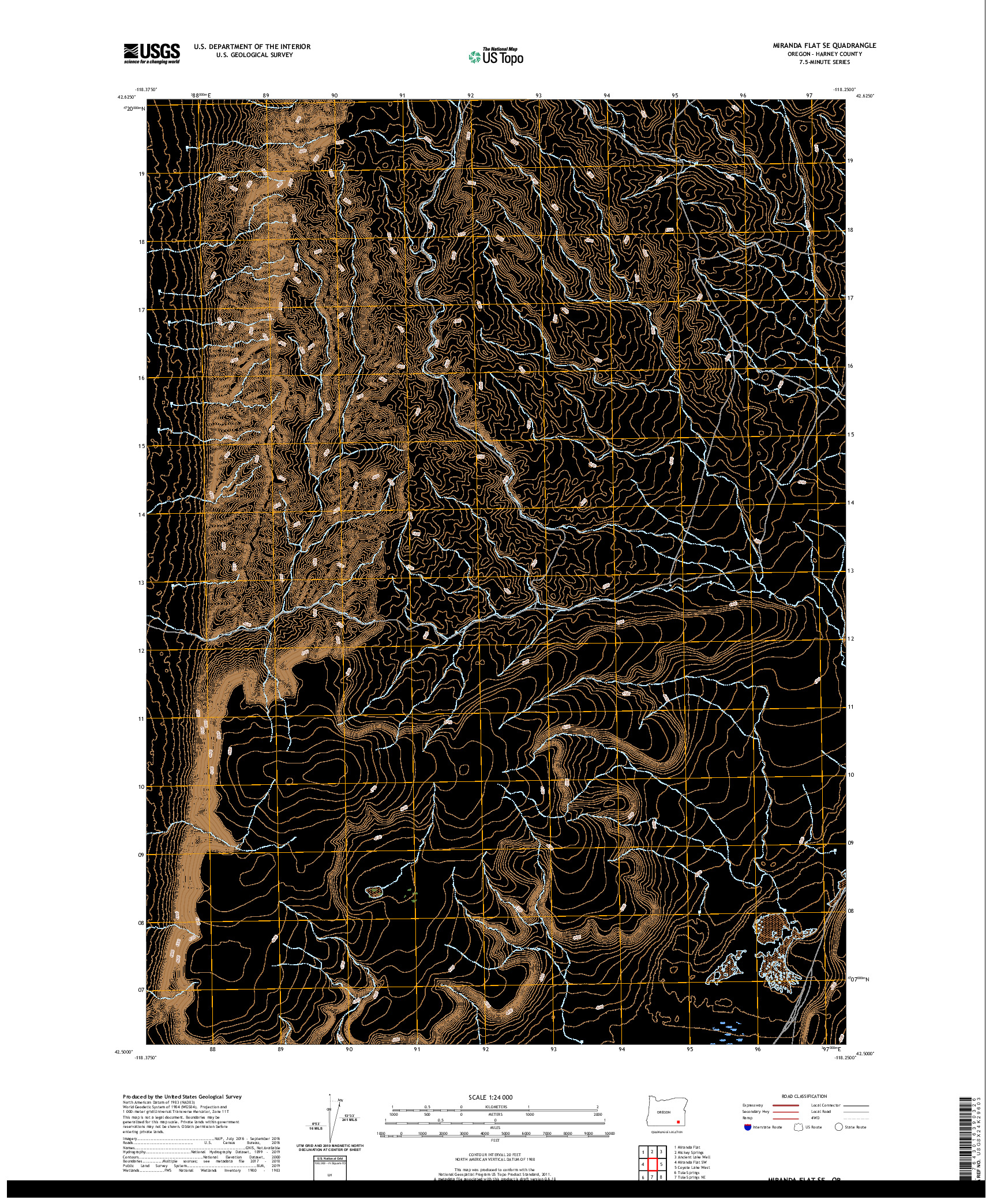 USGS US TOPO 7.5-MINUTE MAP FOR MIRANDA FLAT SE, OR 2020