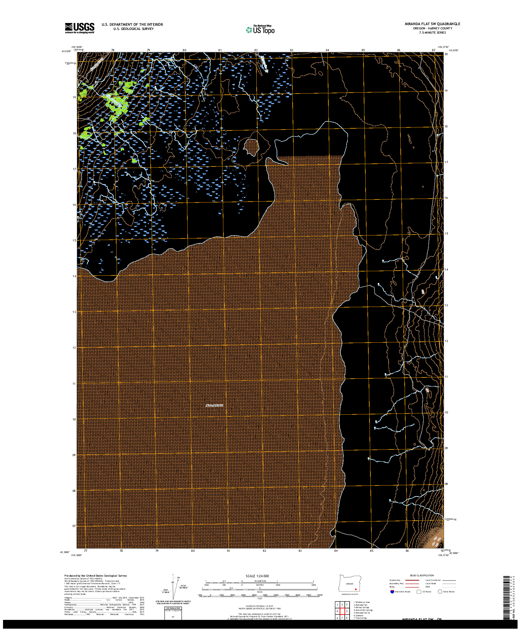 USGS US TOPO 7.5-MINUTE MAP FOR MIRANDA FLAT SW, OR 2020