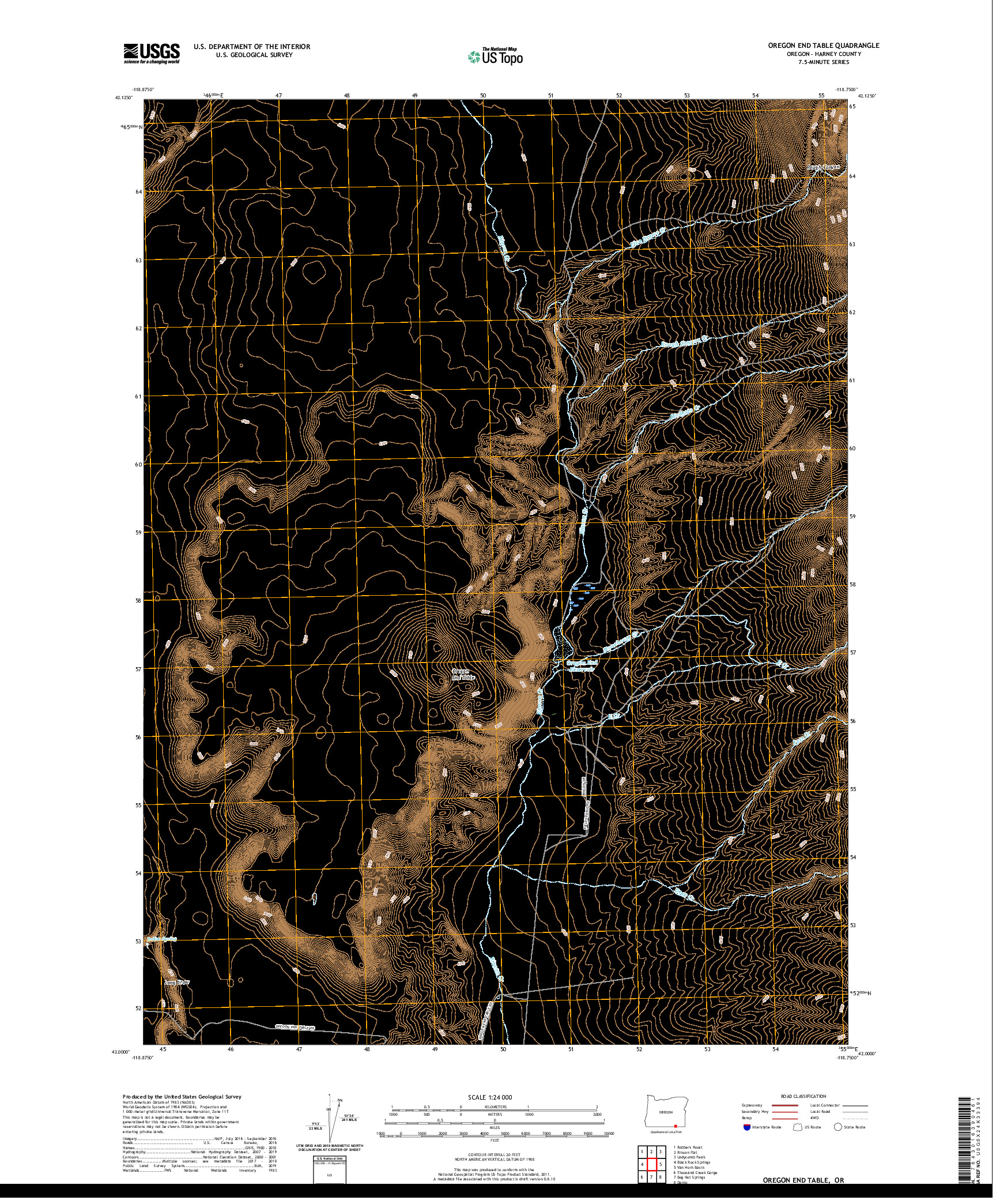 USGS US TOPO 7.5-MINUTE MAP FOR OREGON END TABLE, OR 2020