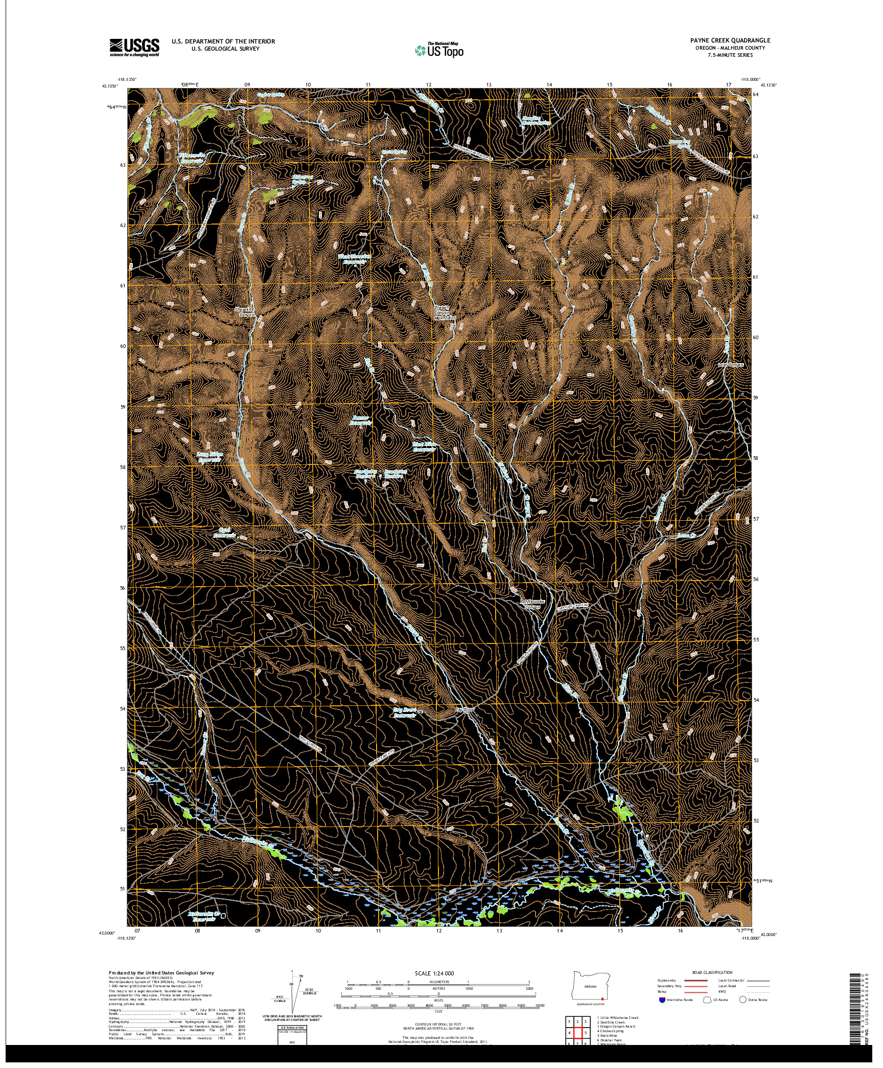 USGS US TOPO 7.5-MINUTE MAP FOR PAYNE CREEK, OR 2020