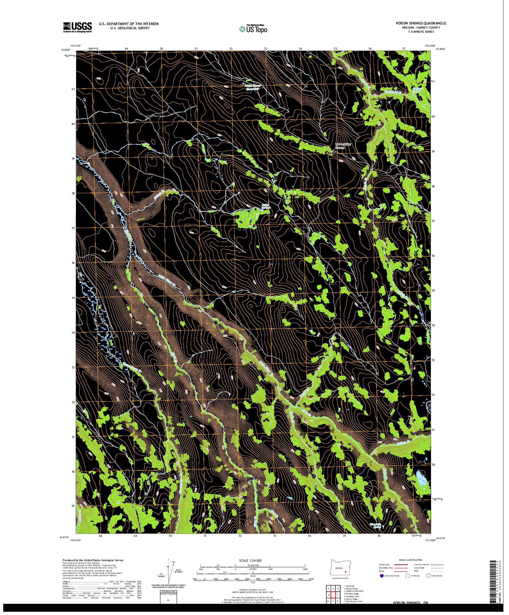 USGS US TOPO 7.5-MINUTE MAP FOR POISON SPRINGS, OR 2020