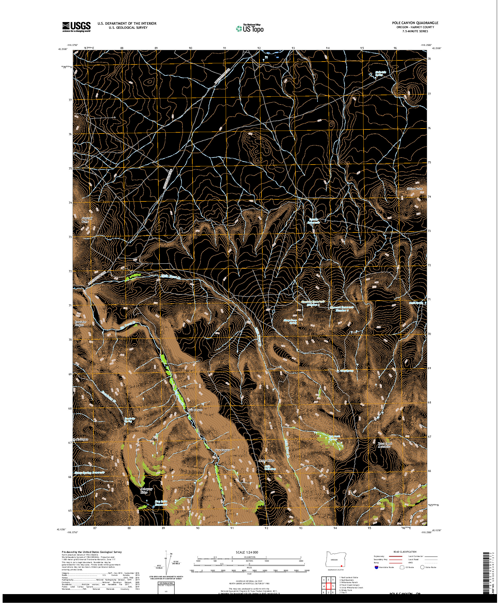 USGS US TOPO 7.5-MINUTE MAP FOR POLE CANYON, OR 2020