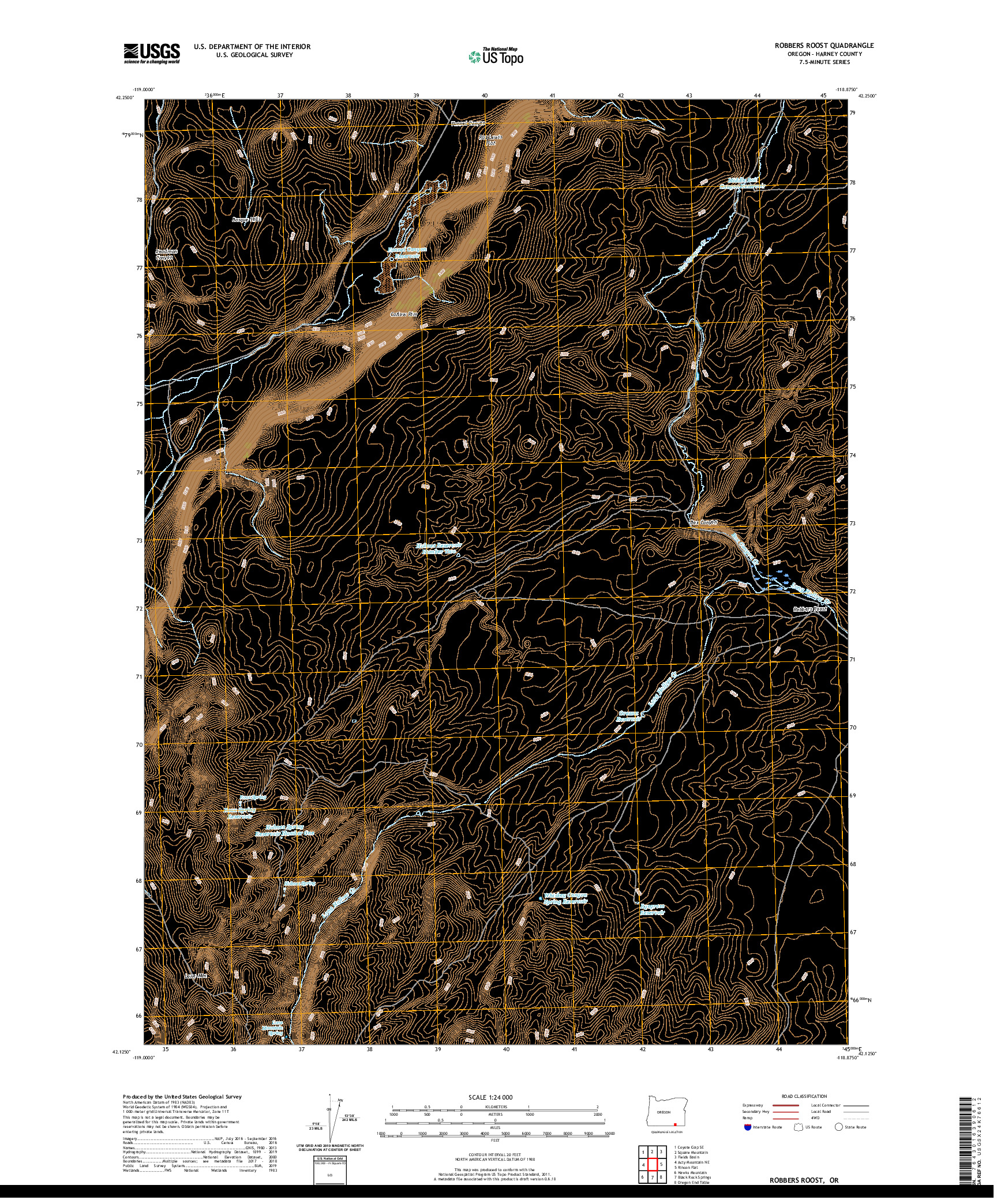 USGS US TOPO 7.5-MINUTE MAP FOR ROBBERS ROOST, OR 2020