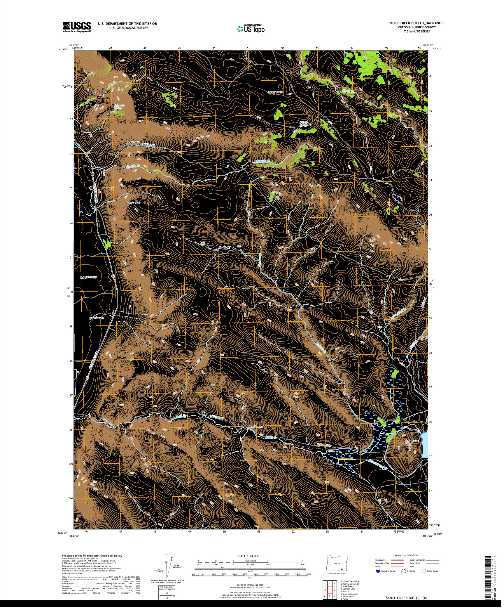 USGS US TOPO 7.5-MINUTE MAP FOR SKULL CREEK BUTTE, OR 2020