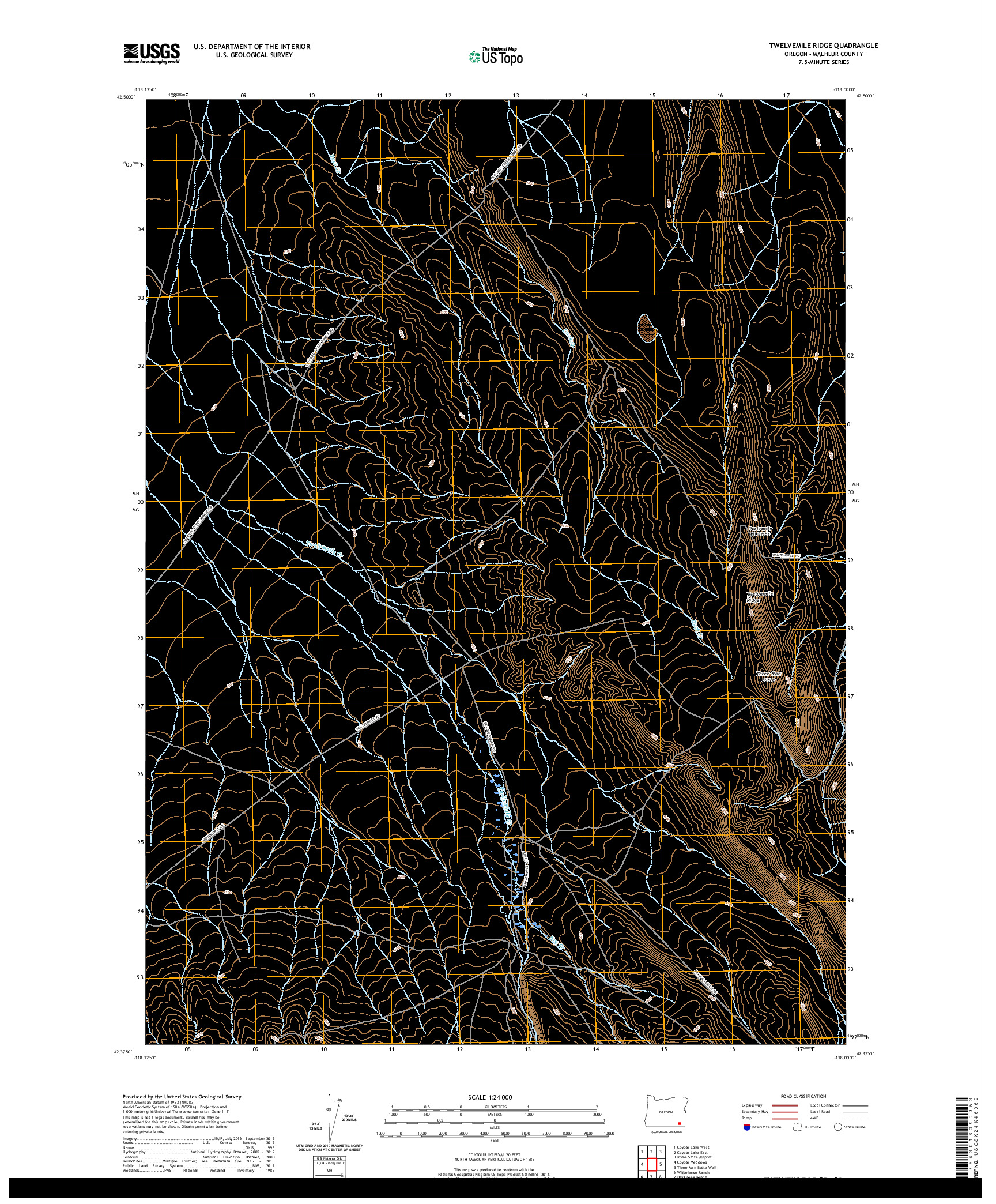 USGS US TOPO 7.5-MINUTE MAP FOR TWELVEMILE RIDGE, OR 2020