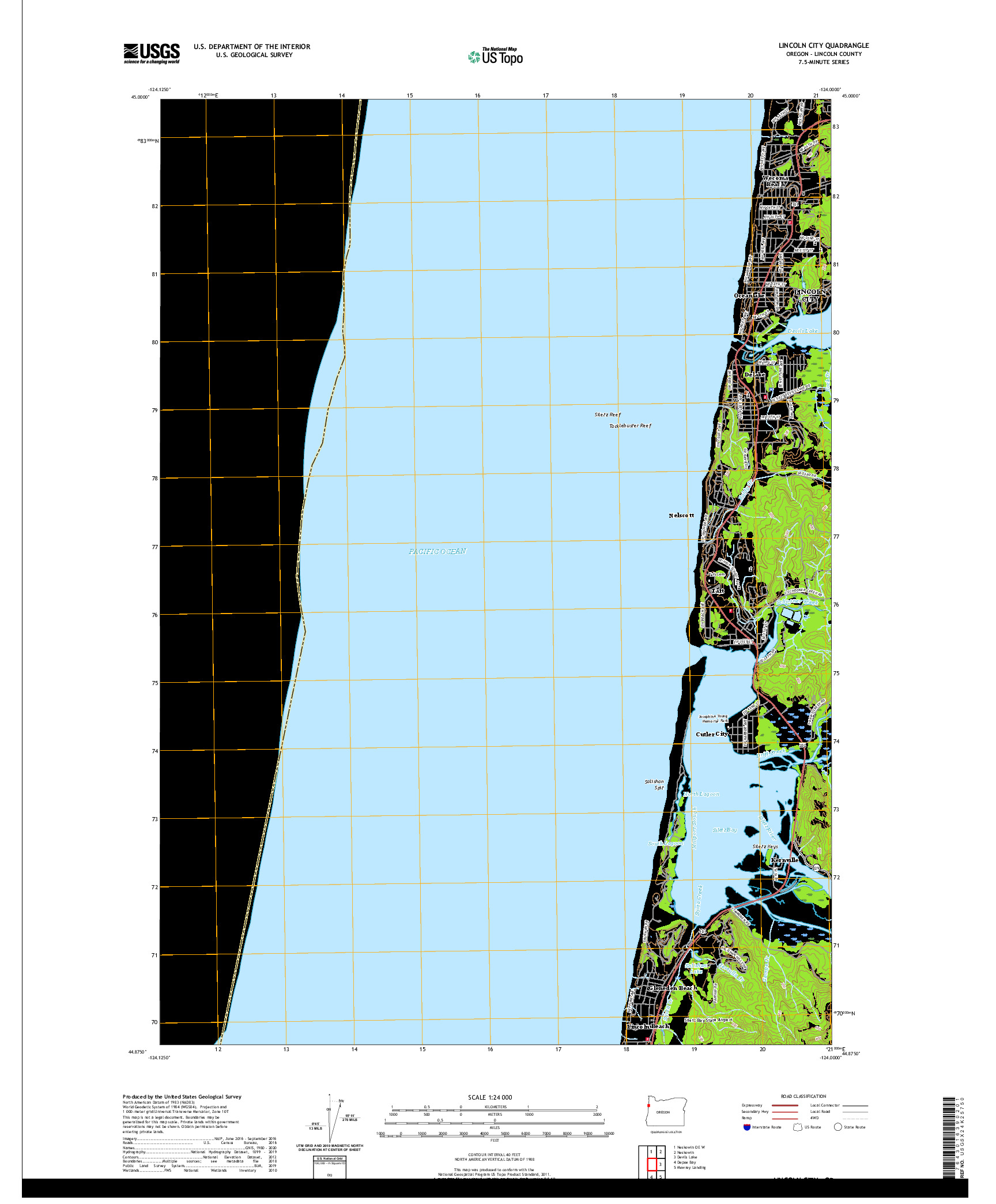 USGS US TOPO 7.5-MINUTE MAP FOR LINCOLN CITY, OR 2020