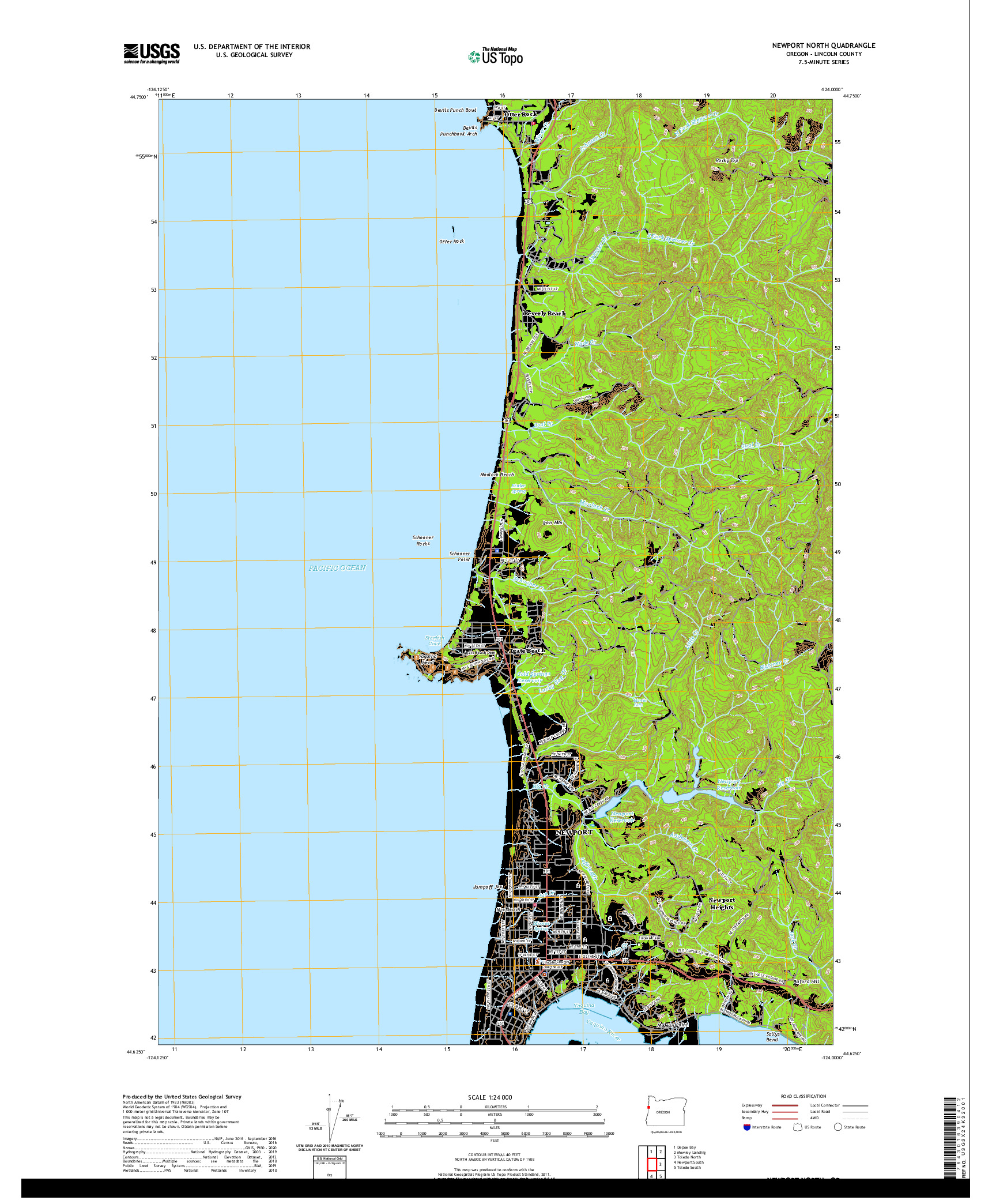 USGS US TOPO 7.5-MINUTE MAP FOR NEWPORT NORTH, OR 2020