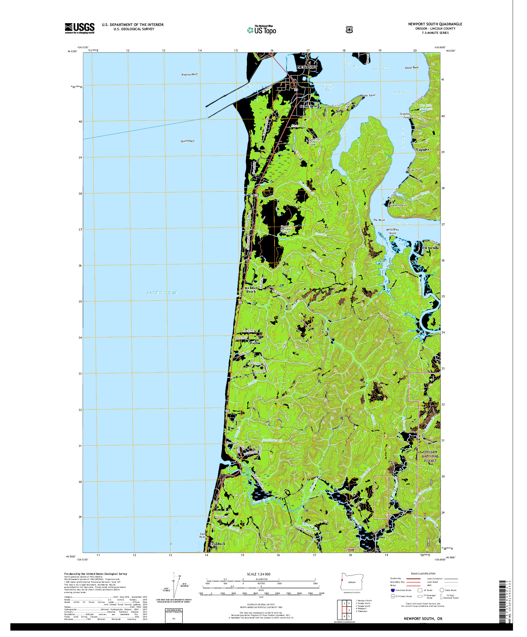 USGS US TOPO 7.5-MINUTE MAP FOR NEWPORT SOUTH, OR 2020