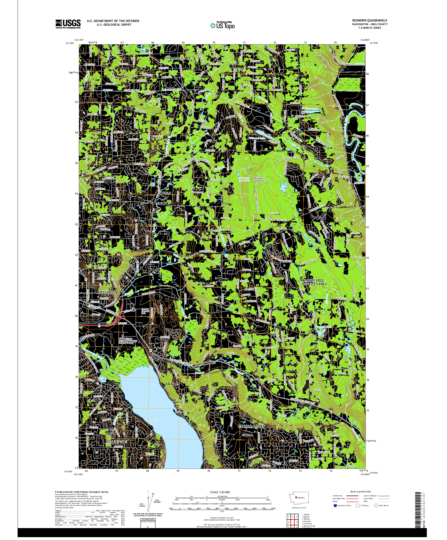 USGS US TOPO 7.5-MINUTE MAP FOR REDMOND, WA 2020