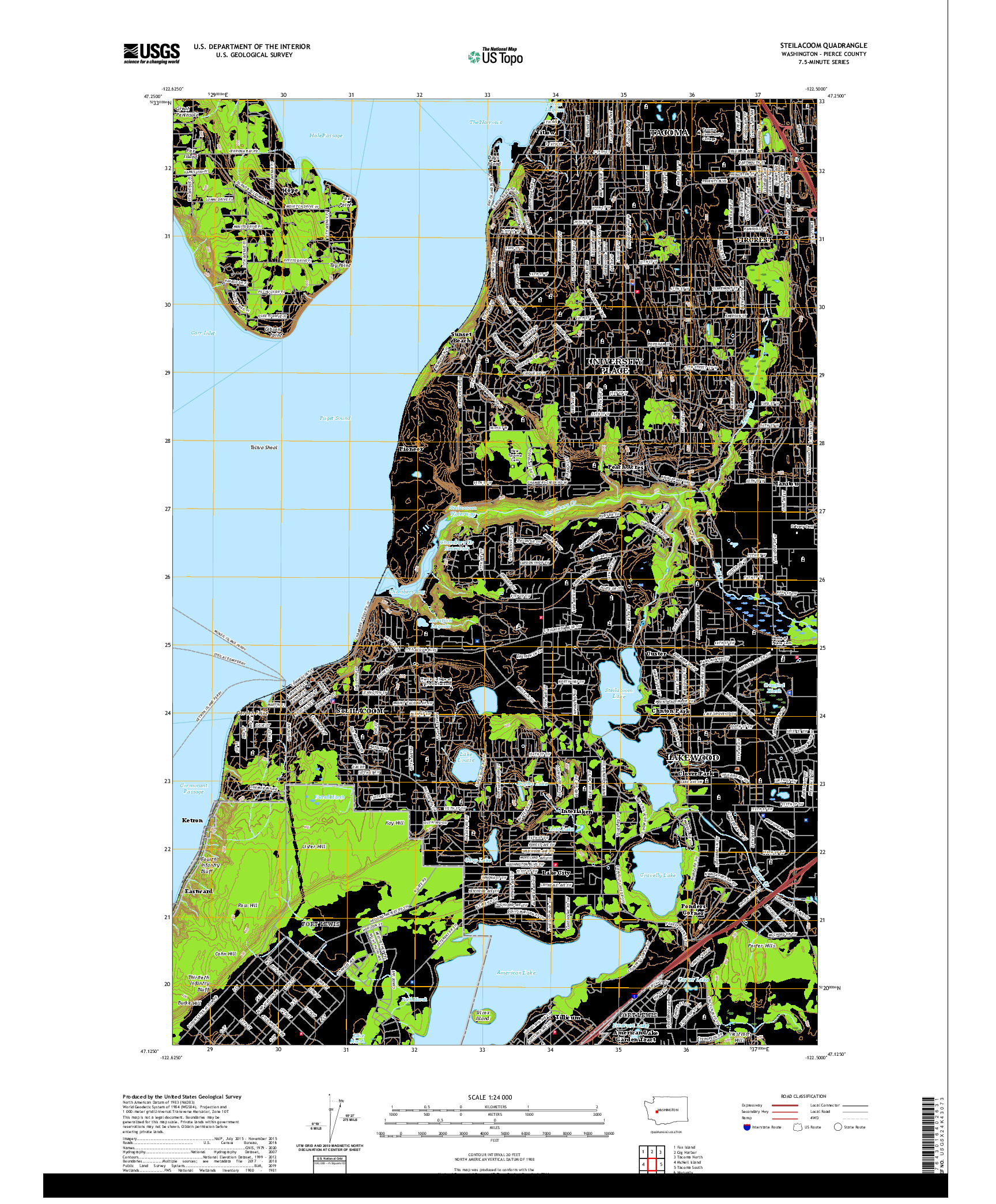 USGS US TOPO 7.5-MINUTE MAP FOR STEILACOOM, WA 2020