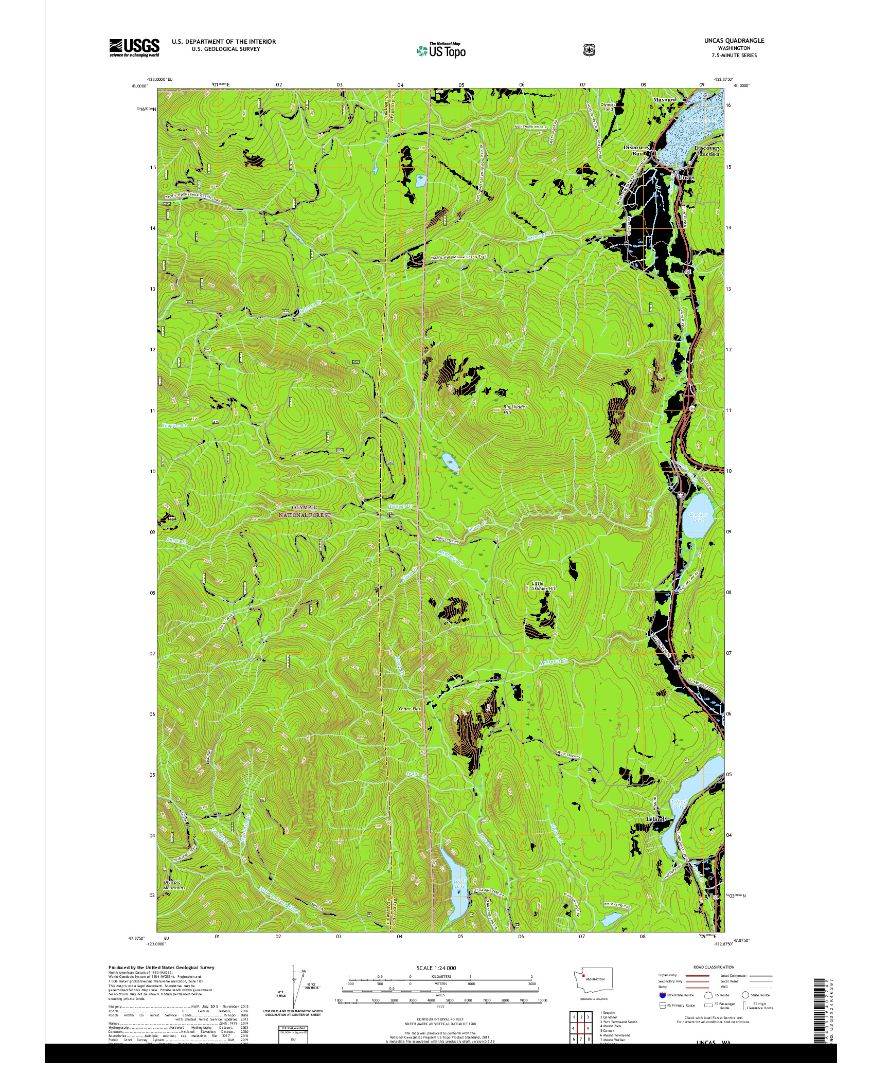 USGS US TOPO 7.5-MINUTE MAP FOR UNCAS, WA 2020