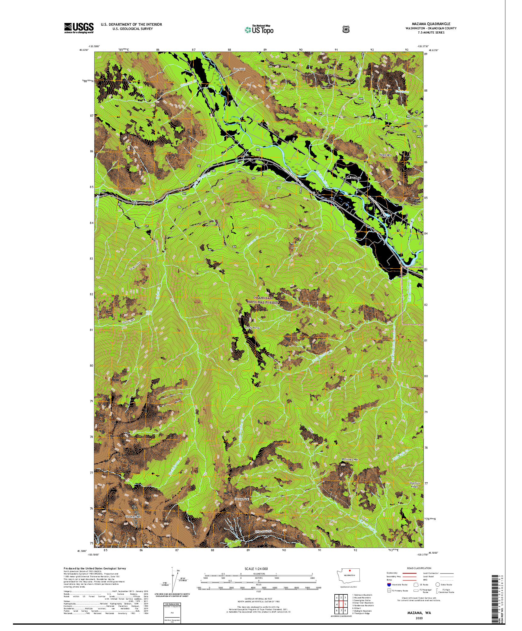 USGS US TOPO 7.5-MINUTE MAP FOR MAZAMA, WA 2020