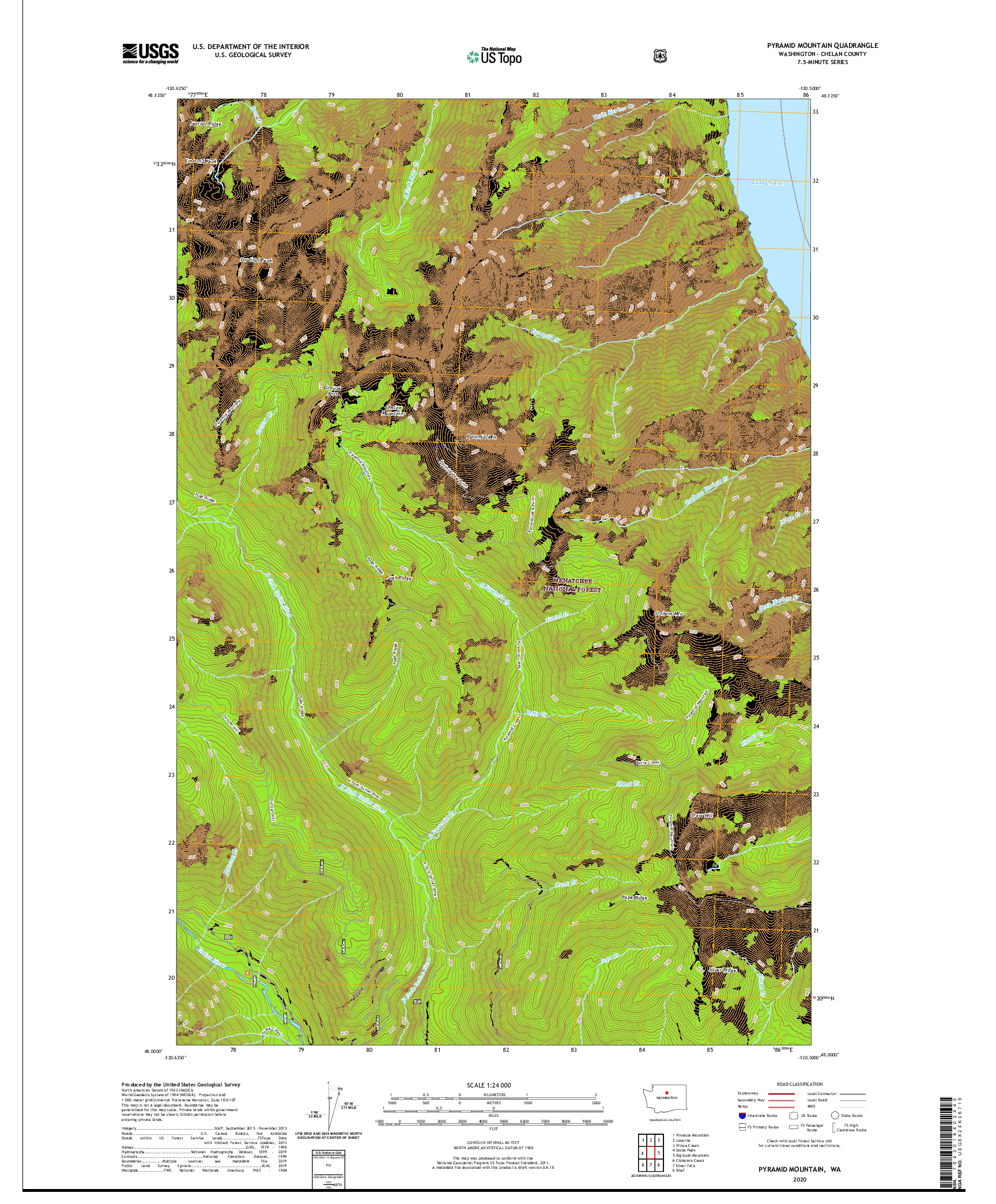 USGS US TOPO 7.5-MINUTE MAP FOR PYRAMID MOUNTAIN, WA 2020